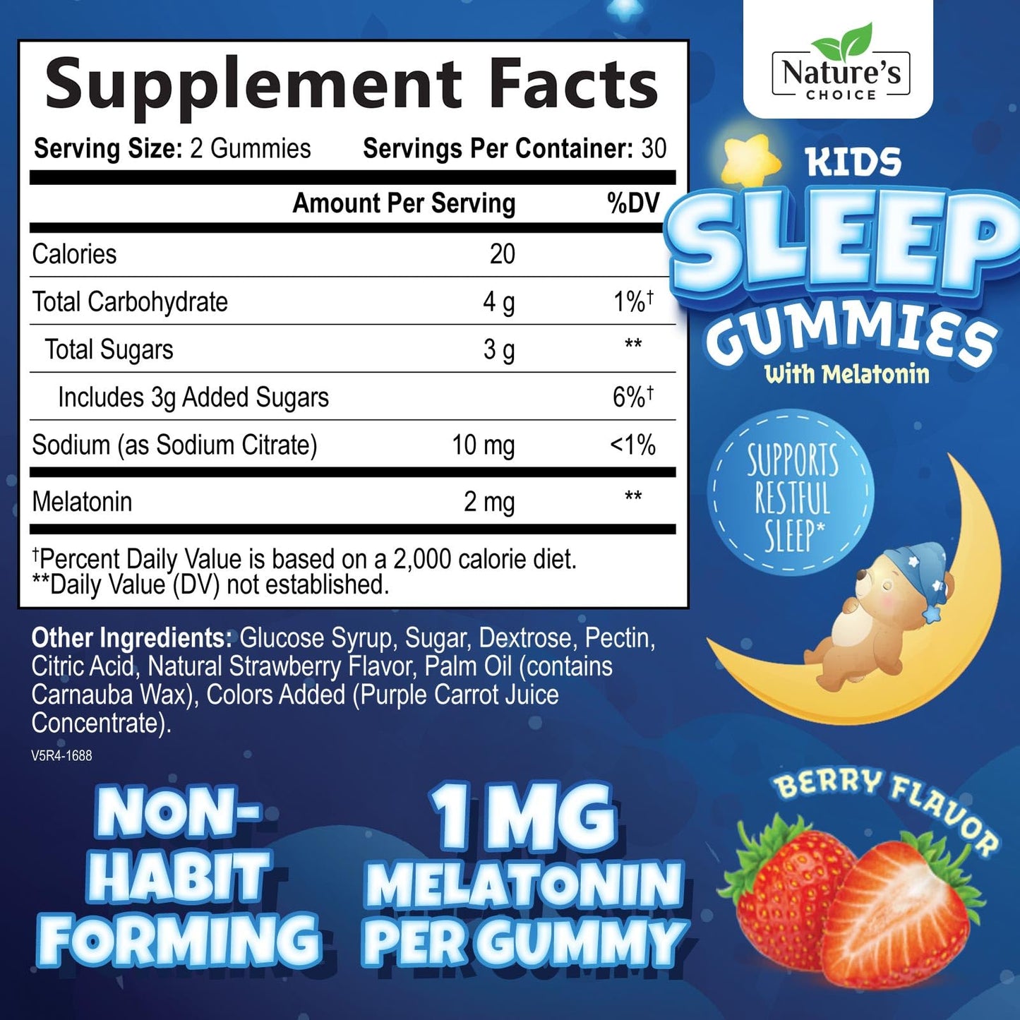 Nature's Choice Kids Melatonin Gummies 60 Count