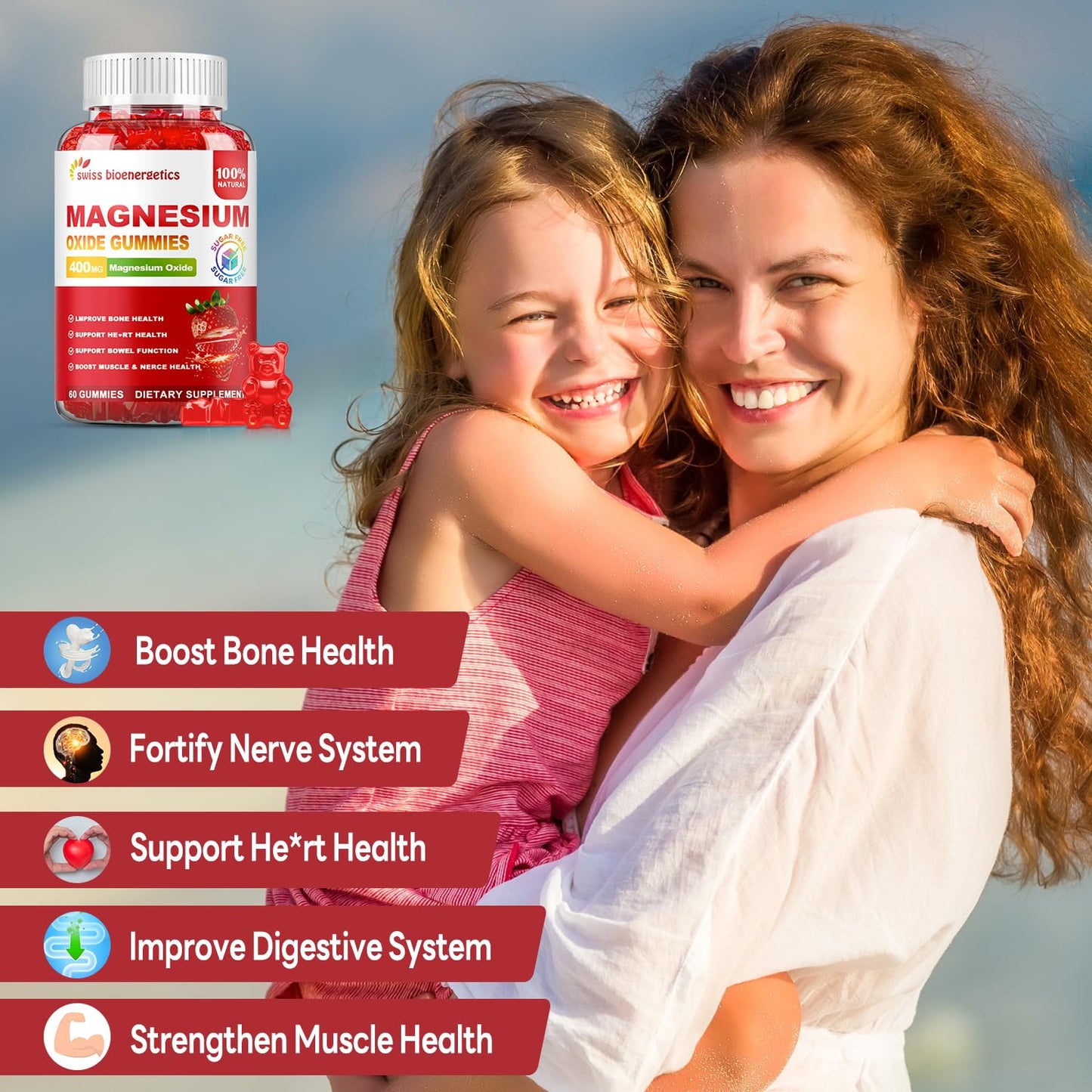 Swiss Bioenergetics Magnesium Oxide Gummies 400mg, 60 Gummies