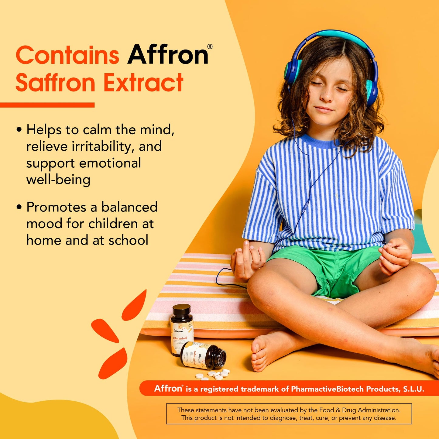 I'm Nutrients Calm Mind Saffron & Magnesium for Kids Chewable Tablets, 60 Tablets