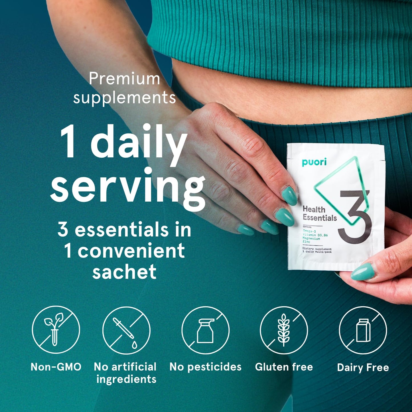 Puori P3 Health Essentials with Magnesium Zinc Complex, Omega 3 Fish Oil & Vitamin D3 Supplements Softgels & Capsules 30 Count