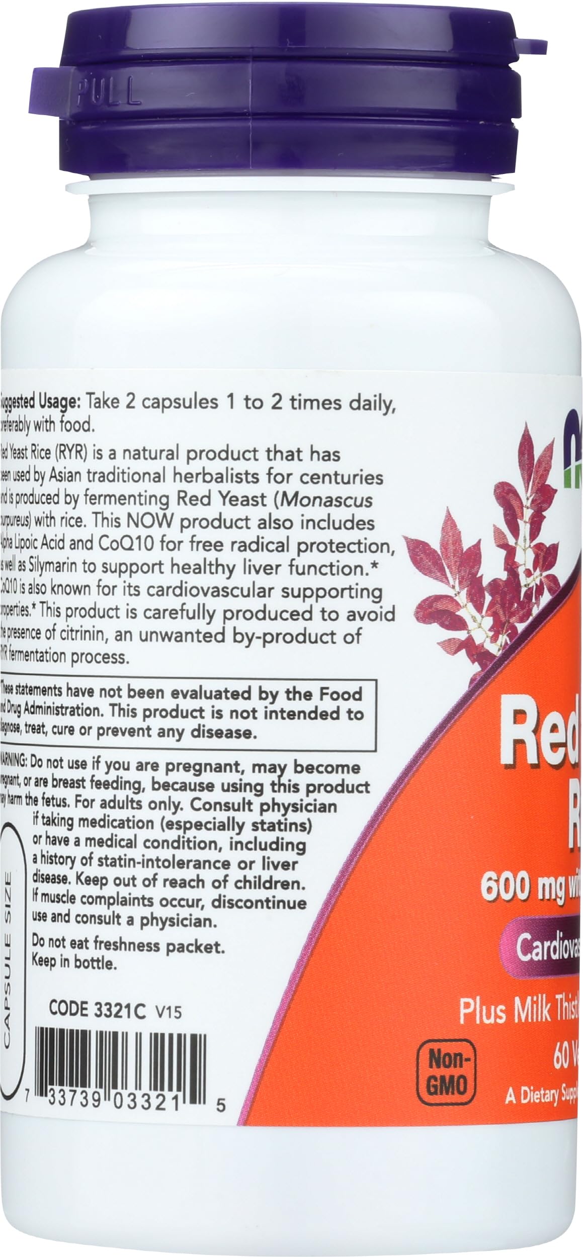 NOW Foods Red Yeast Rice 600 CoQ10 Capsules, 60 Count