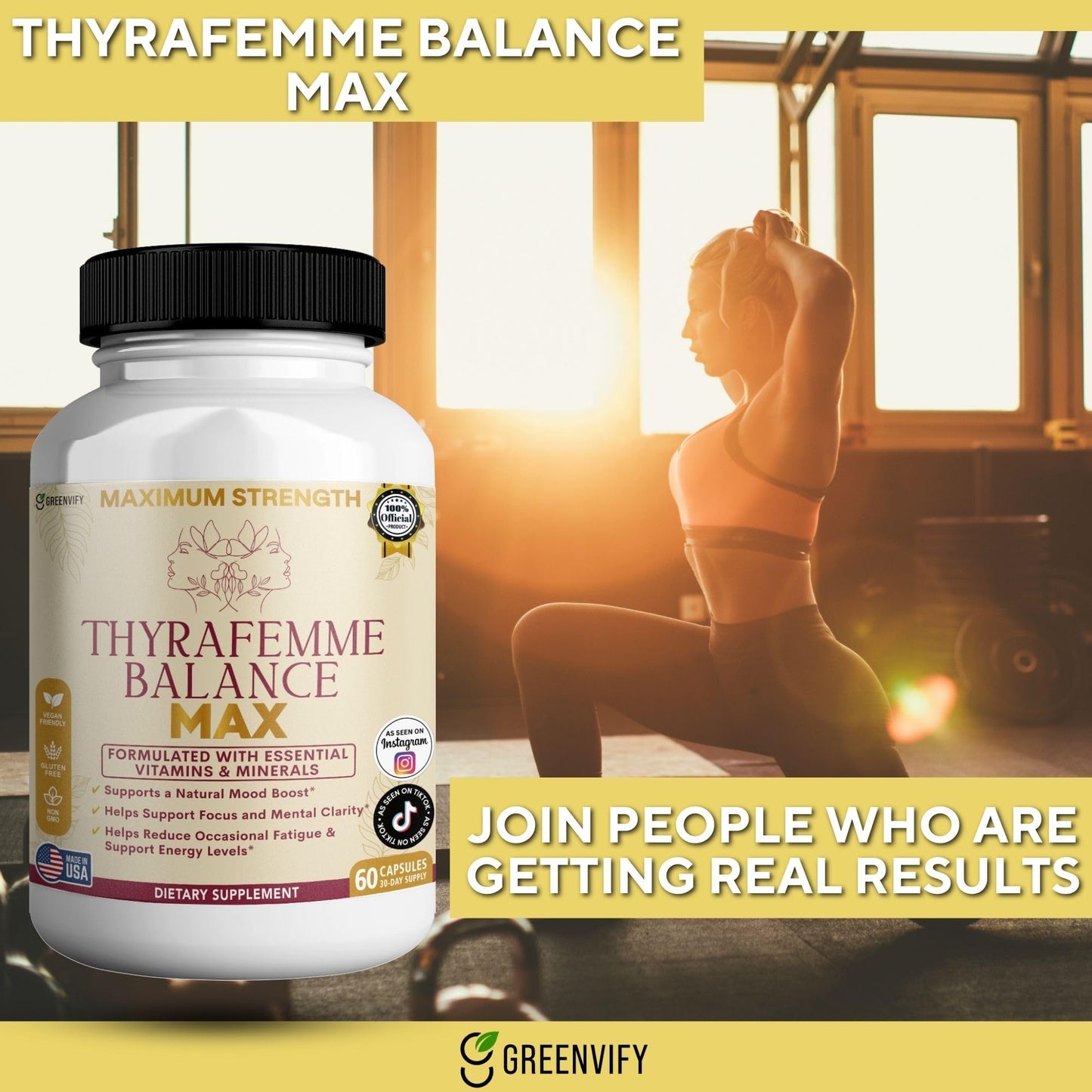 GREENVIFY Thyrafemme Balance Max, Mood and Energy Support Supplement Capsule, 300 Count