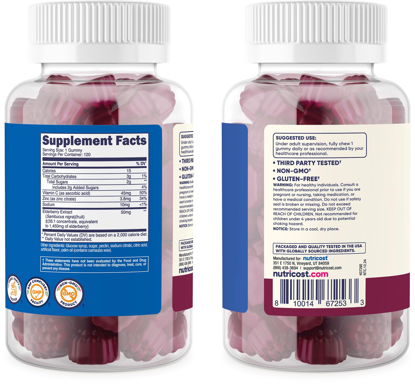 Nutricost Kids Elderberry Gummies with Zinc & Vitamin C, 120 Gummies