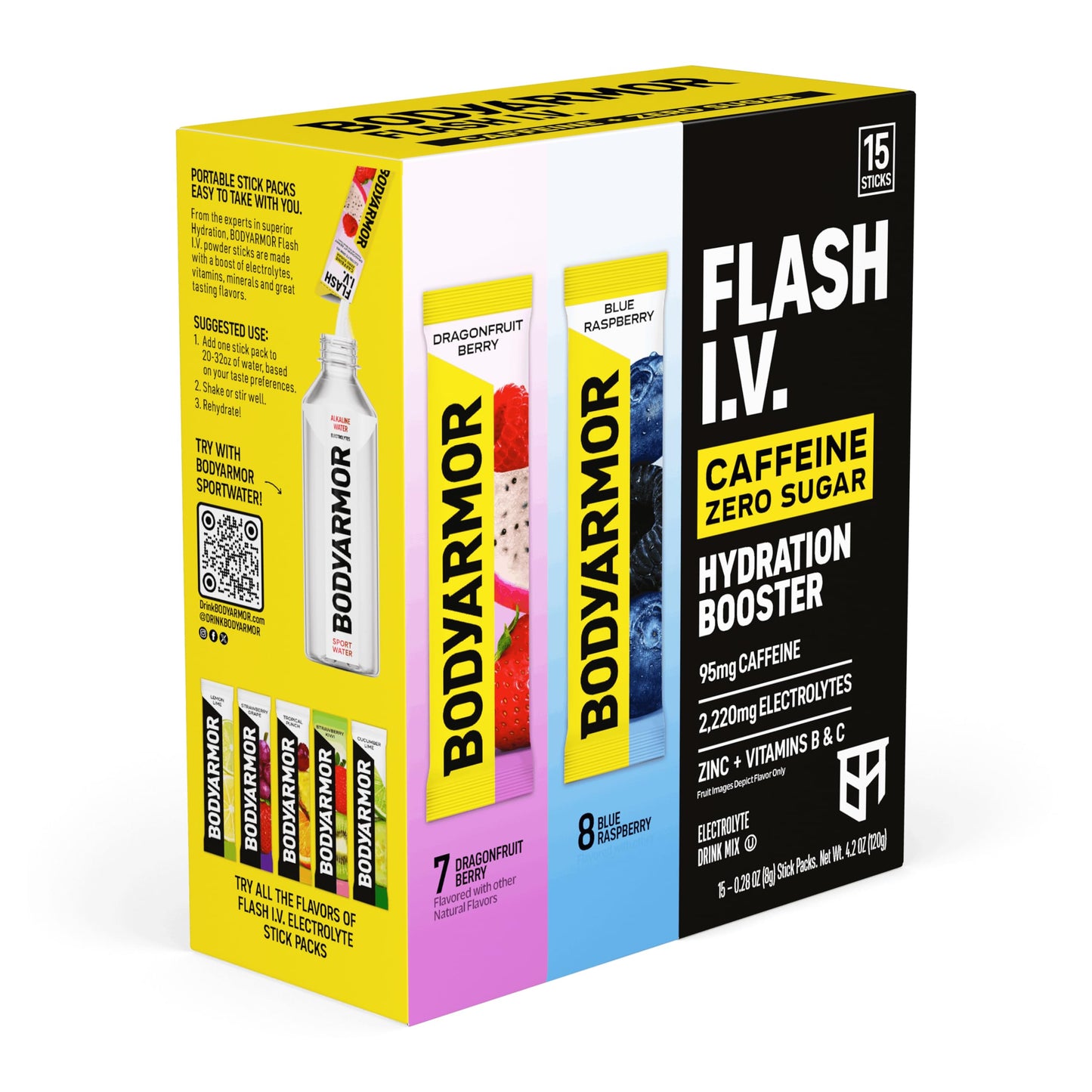 BODYARMOR Flash IV Caffeine + Zero Sugar Electrolyte Mix Powder 4.2 oz