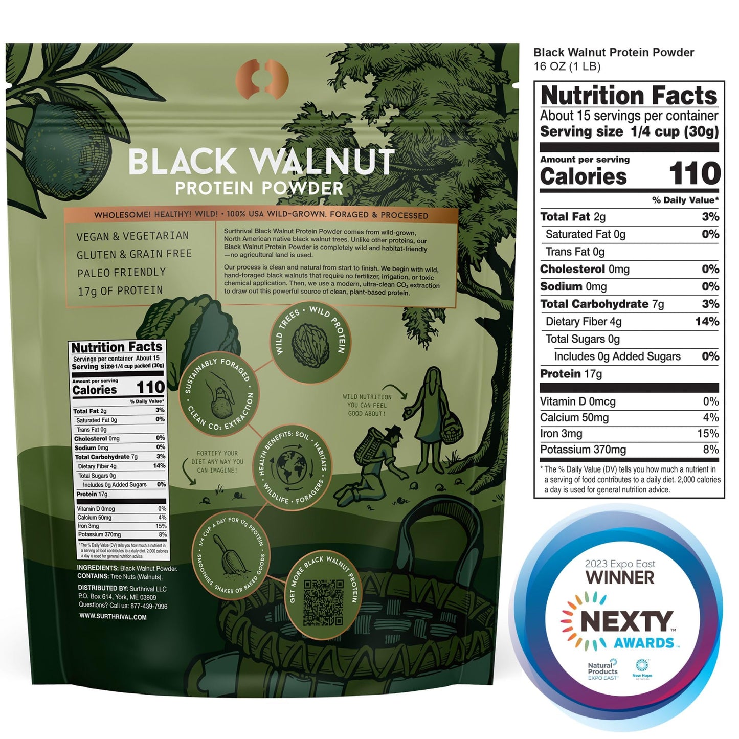 Surthrival Black Walnut Protein Powder, 16 Servings