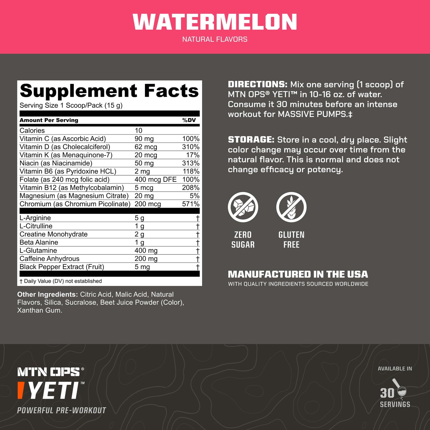MTN OPS Yeti Pre-Workout Powder 30 Servings