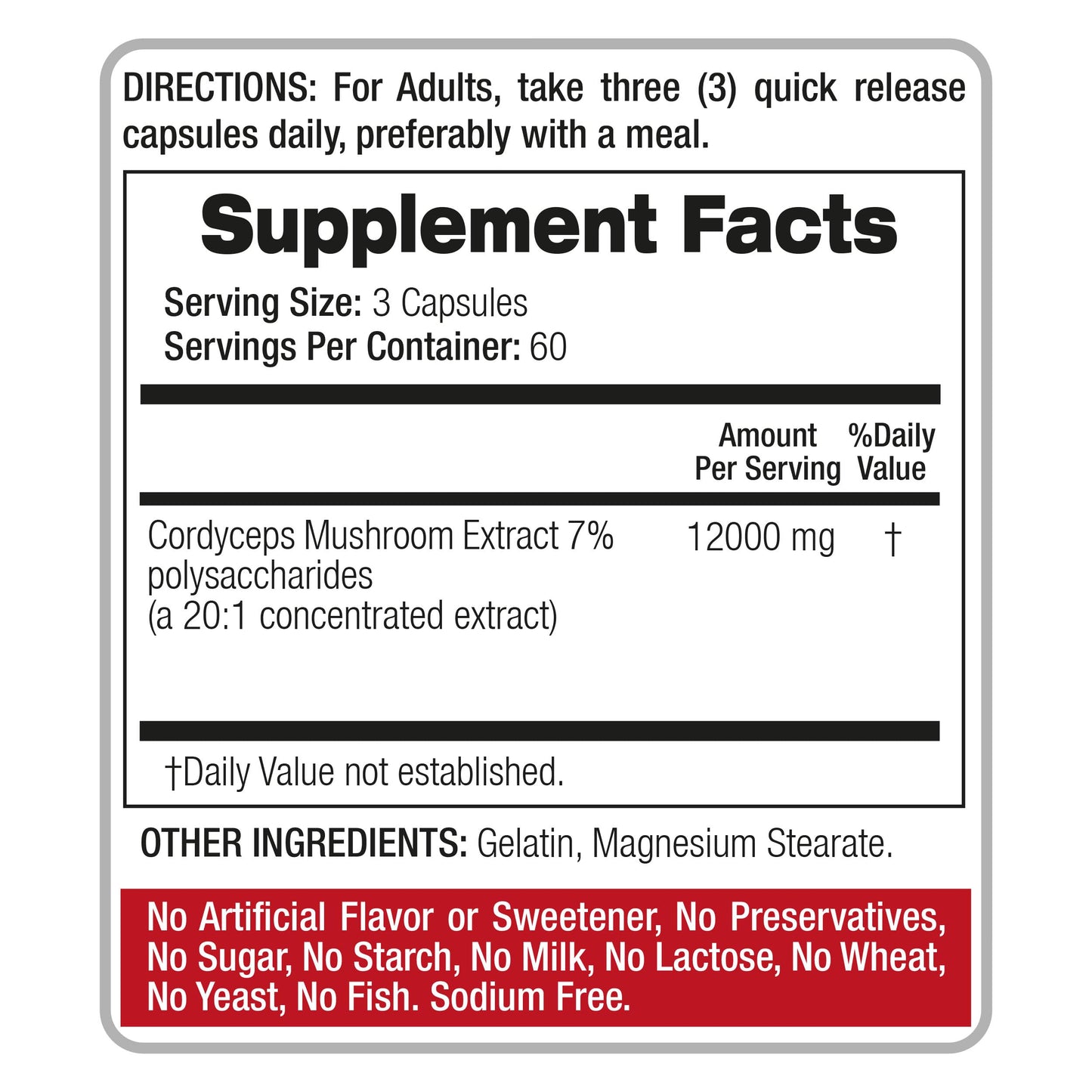 FITO MEDIC'S Cordyceps Mushroom Capsule, 180 Count