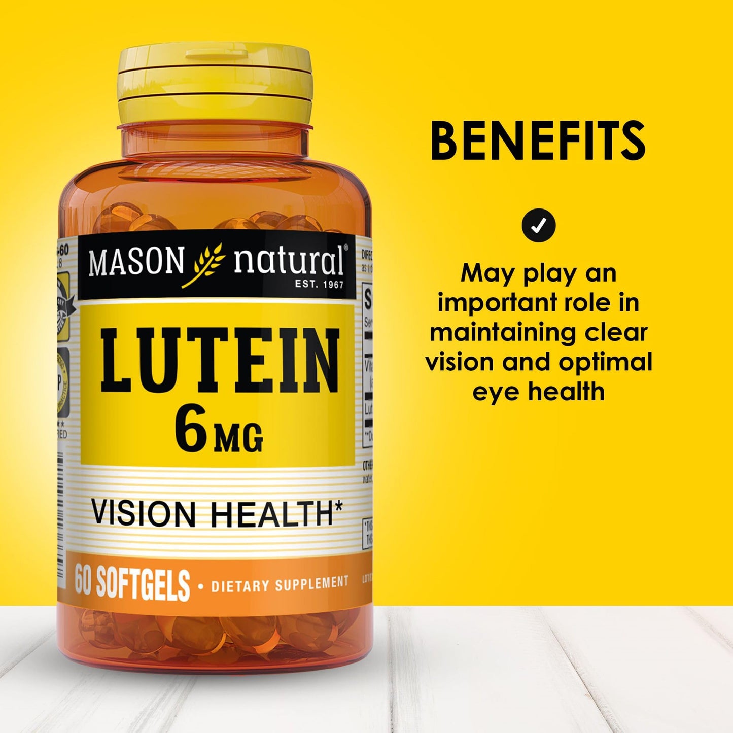 Mason Vitamins Lutein 6 mg with Vitamin E Softgels, 60 Count