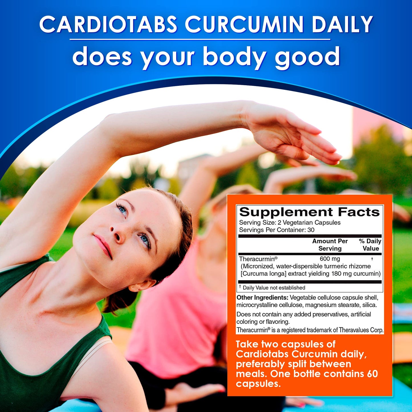 CardioTabs Curcumin from Theracurmin (600mg) - Joint, Heart, Memory & Brain Supplement, Highly Absorbable Curcumin Supplements, 60 Vegetarian Curcumin & Turmeric Capsules