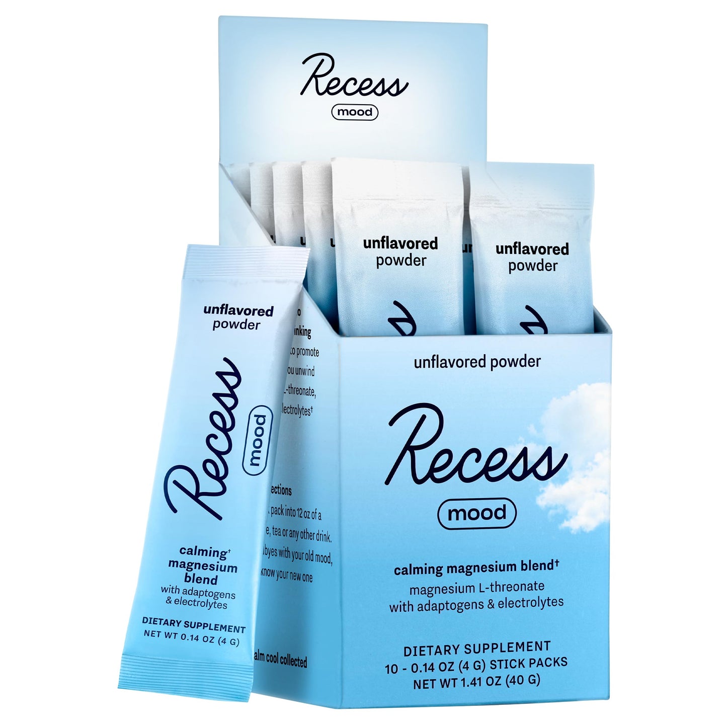 Recess Mood Powder Magnesium L-Threonate Blend with Passion Flower, L-Theanine, Electrolytes, Magnesium Calm Support Powder Supplement 1.4 Ounce