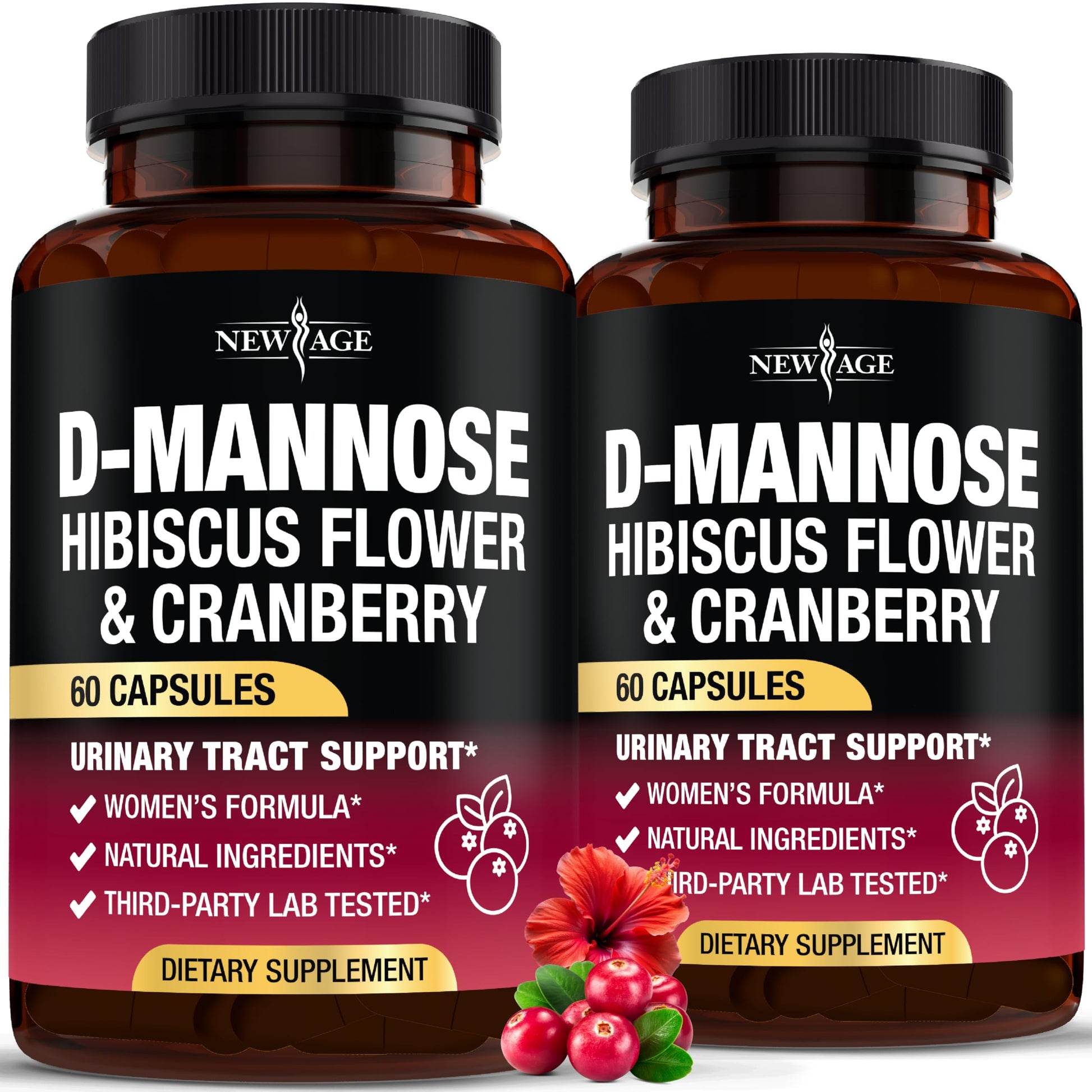 New Age D-Mannose with Cranberry & Hibiscus Capsules, 120 Count