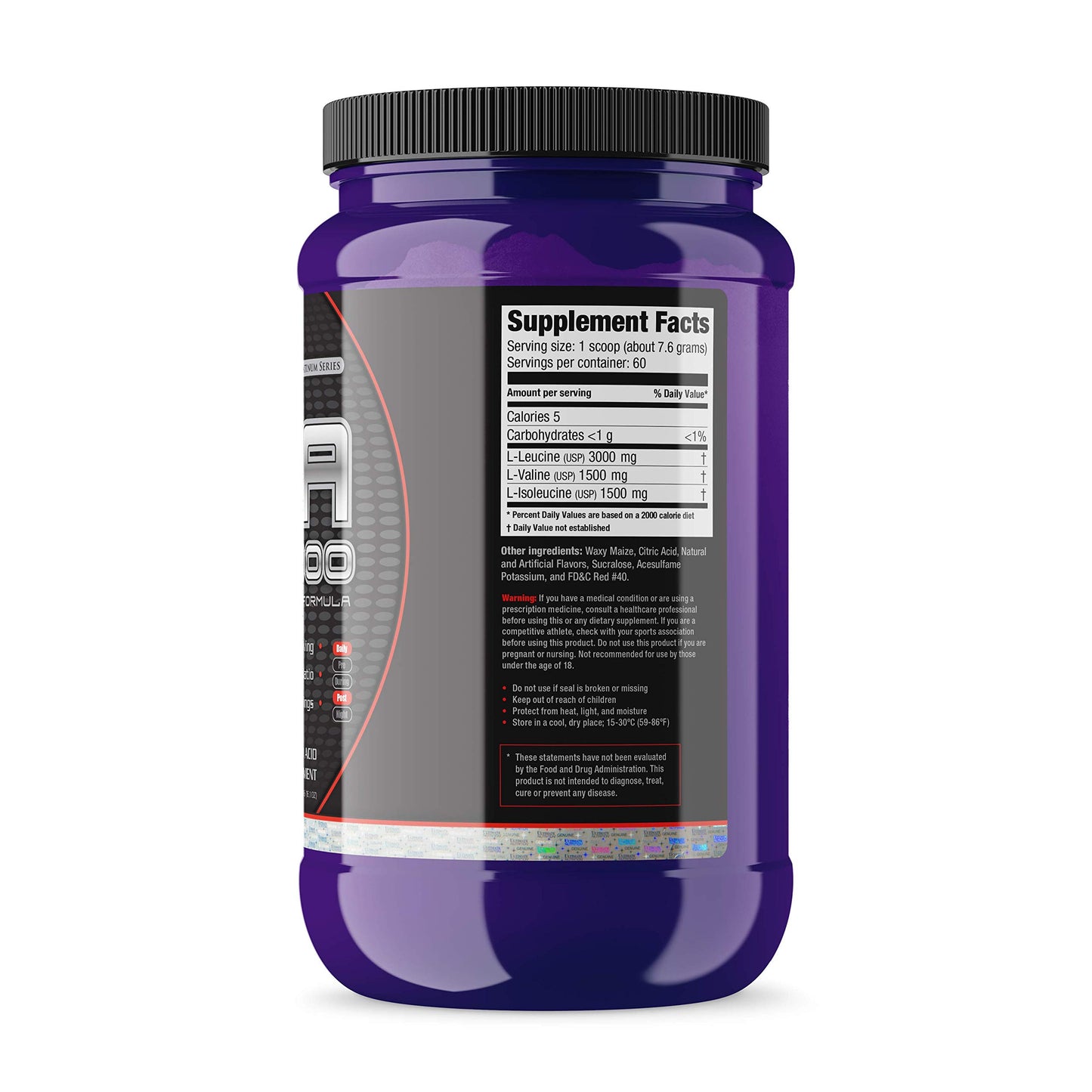 Ultimate Nutrition Flavored BCAA Powder - Caffeine Free with 3g Leucine 1.5g Valine 1.5g Isoleucine - Post Workout Amino Acid Supplement, Watermelon, 16.1 oz