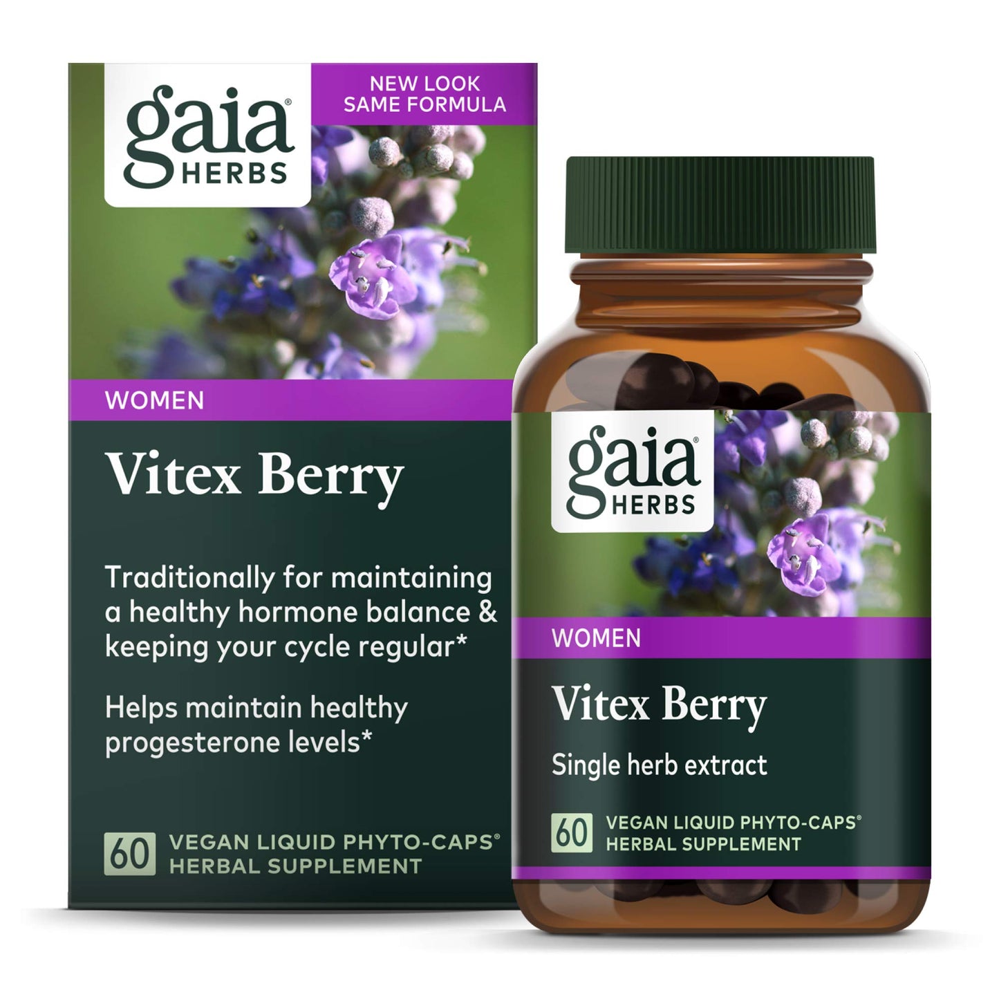 Gaia Herbs Vitex Berry Chasteberry Hormone Balance for Women Capsules 60 Count