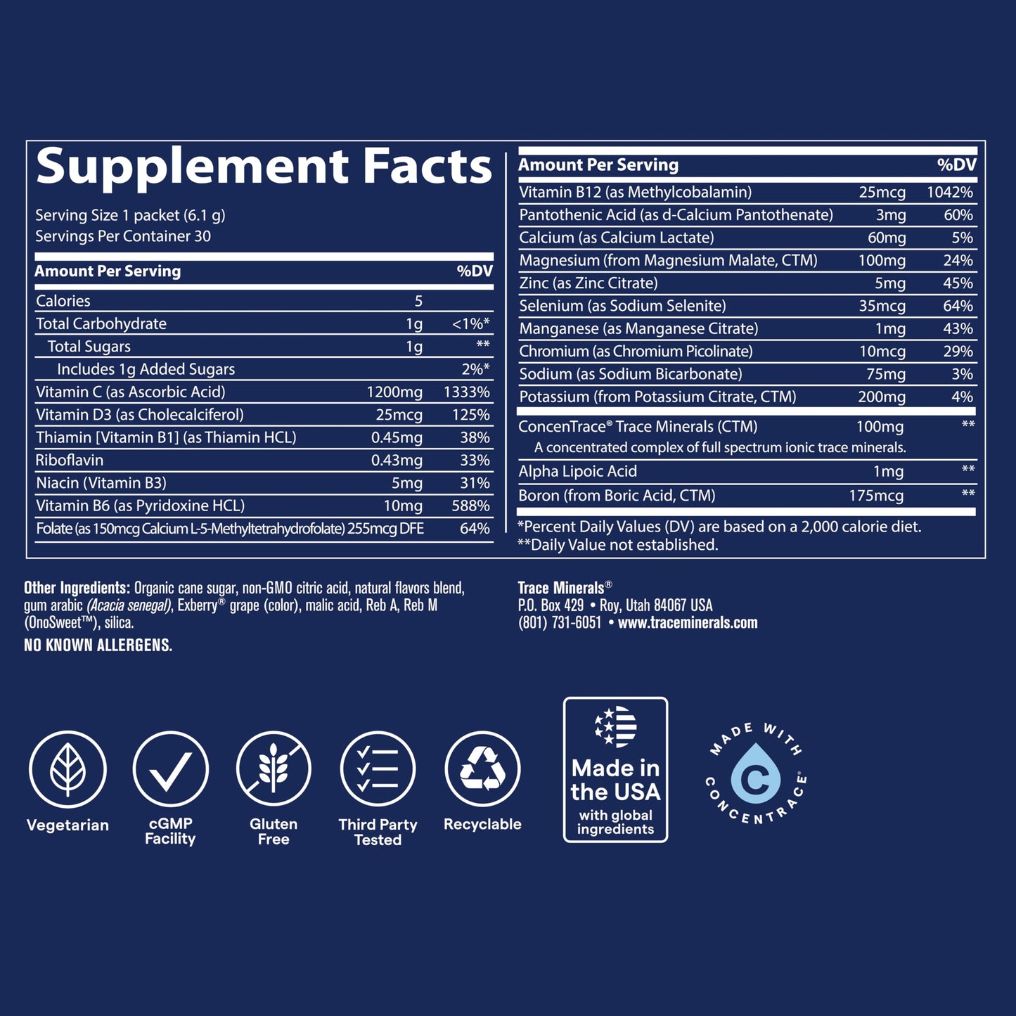 Trace Minerals Power Pak Electrolyte Powder Packets, 30 Packets