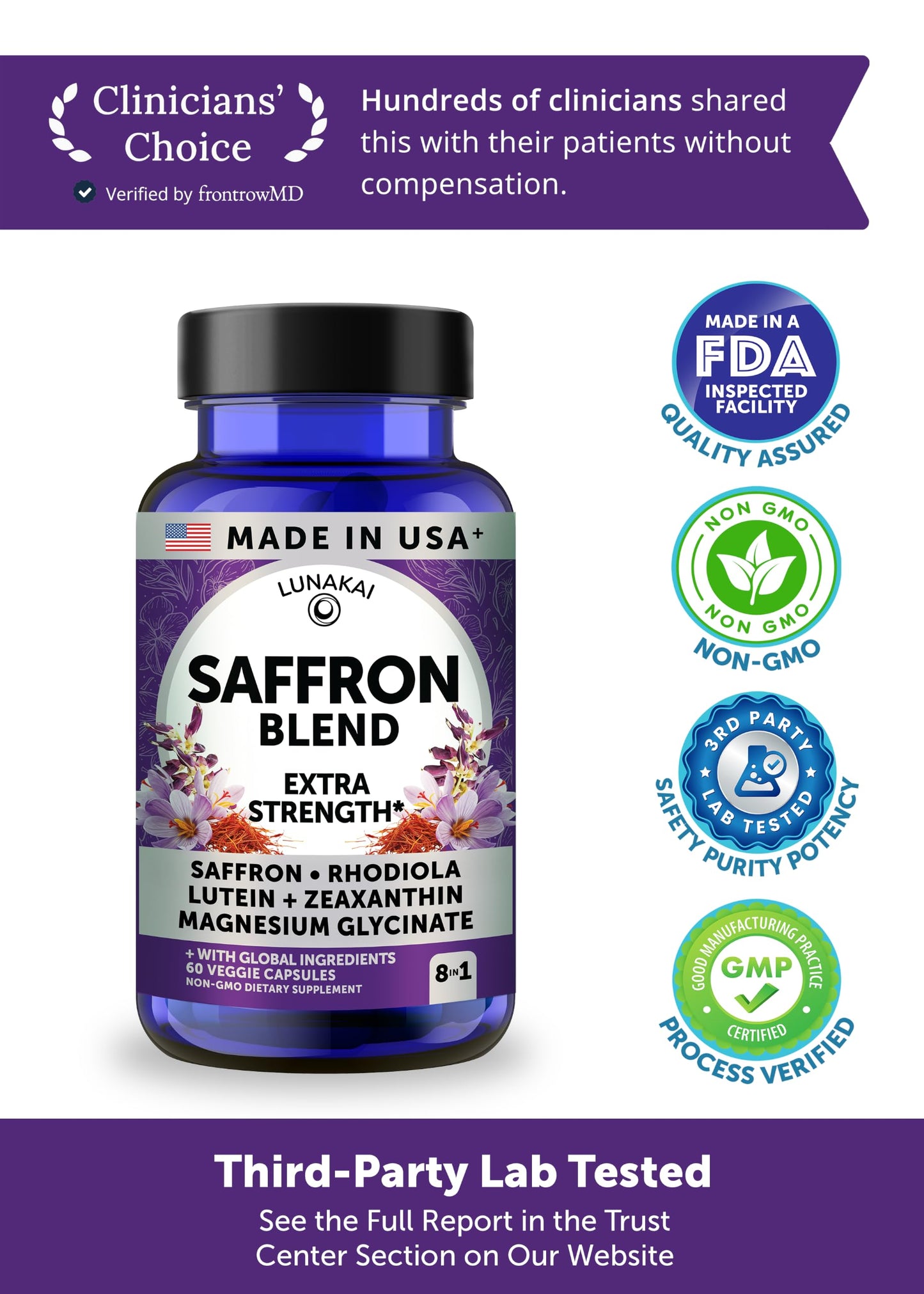 Lunakai Saffron+ 88.5mg Capsules 60 Count