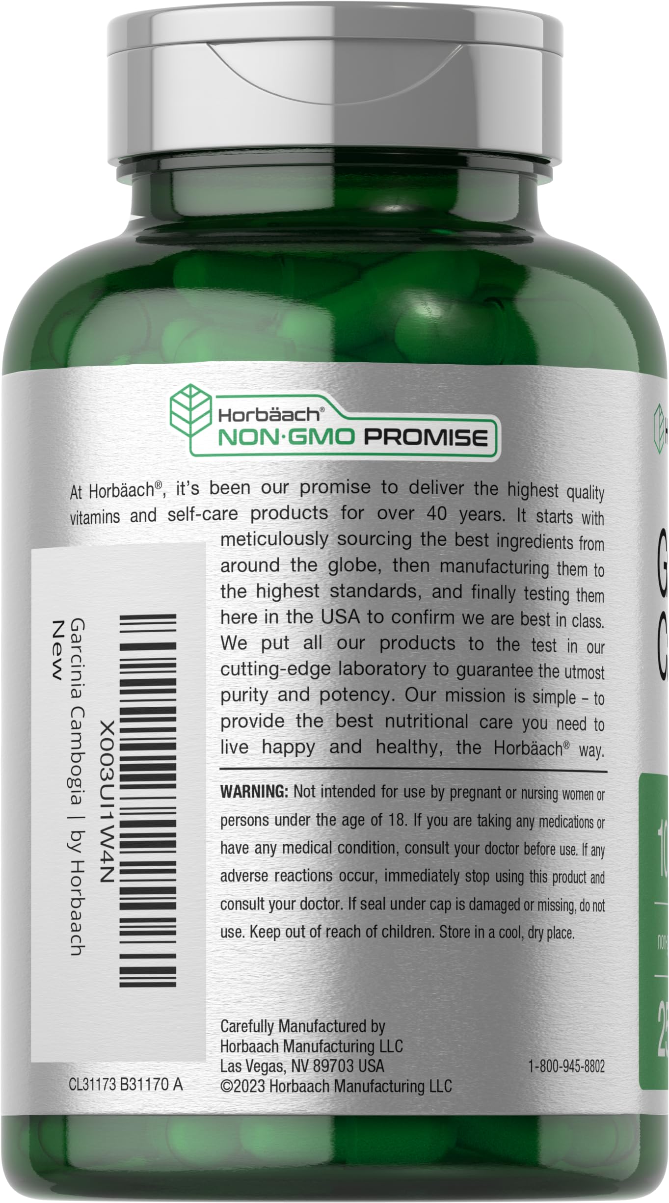 Horbäach Garcinia Cambogia Extract Capsules 250 Count