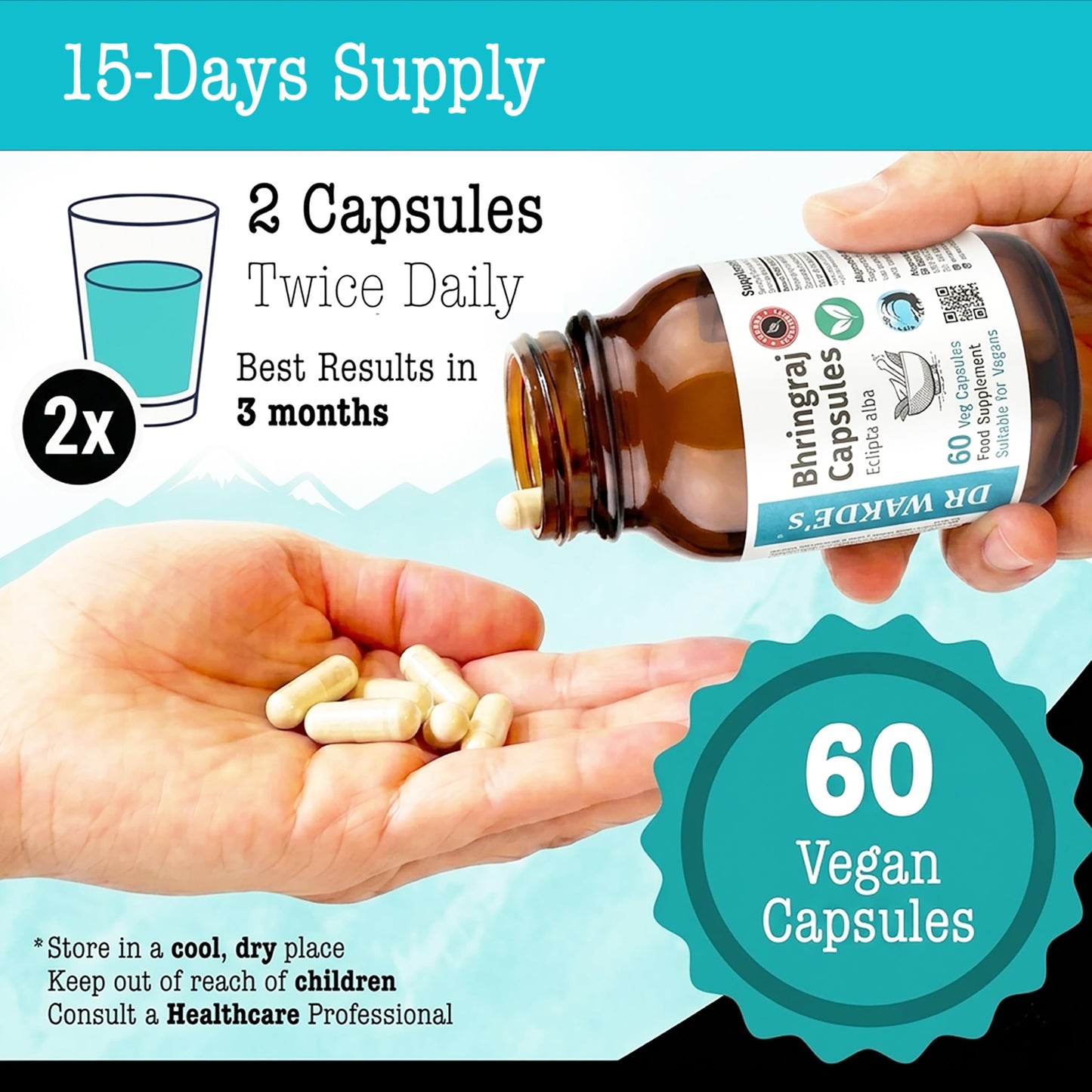 DR WAKDE's Bhringraj Capsules for Hair Growth & Liver Support, 1 Capsule