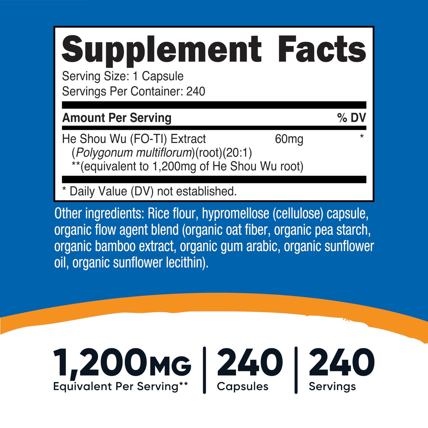 Nutricost He Shou Wu Root Supplement Capsules, 240 Count