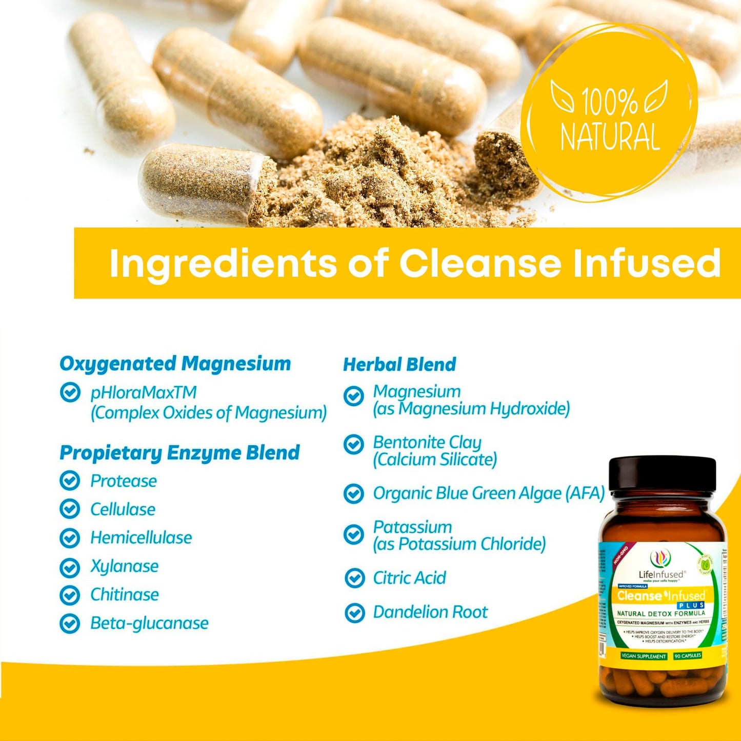 Life Infused Cleanse Infused Plus Digestive Support Supplement – Oxygenated Magnesium with Enzymes & Herbs, Supports Digestive Wellness & Regularity – 90 Capsules