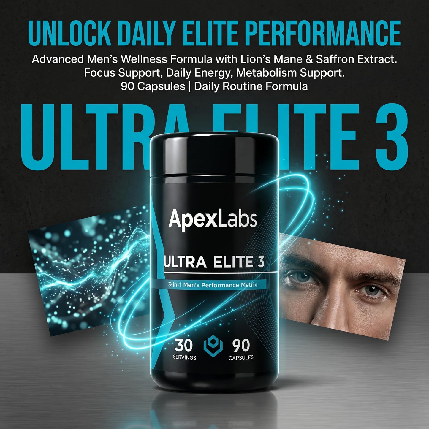KBKTWOLT ApexLabs Ultra Elite 3 - Advanced Men’s Daily Wellness Formula Capsules, 90 Count