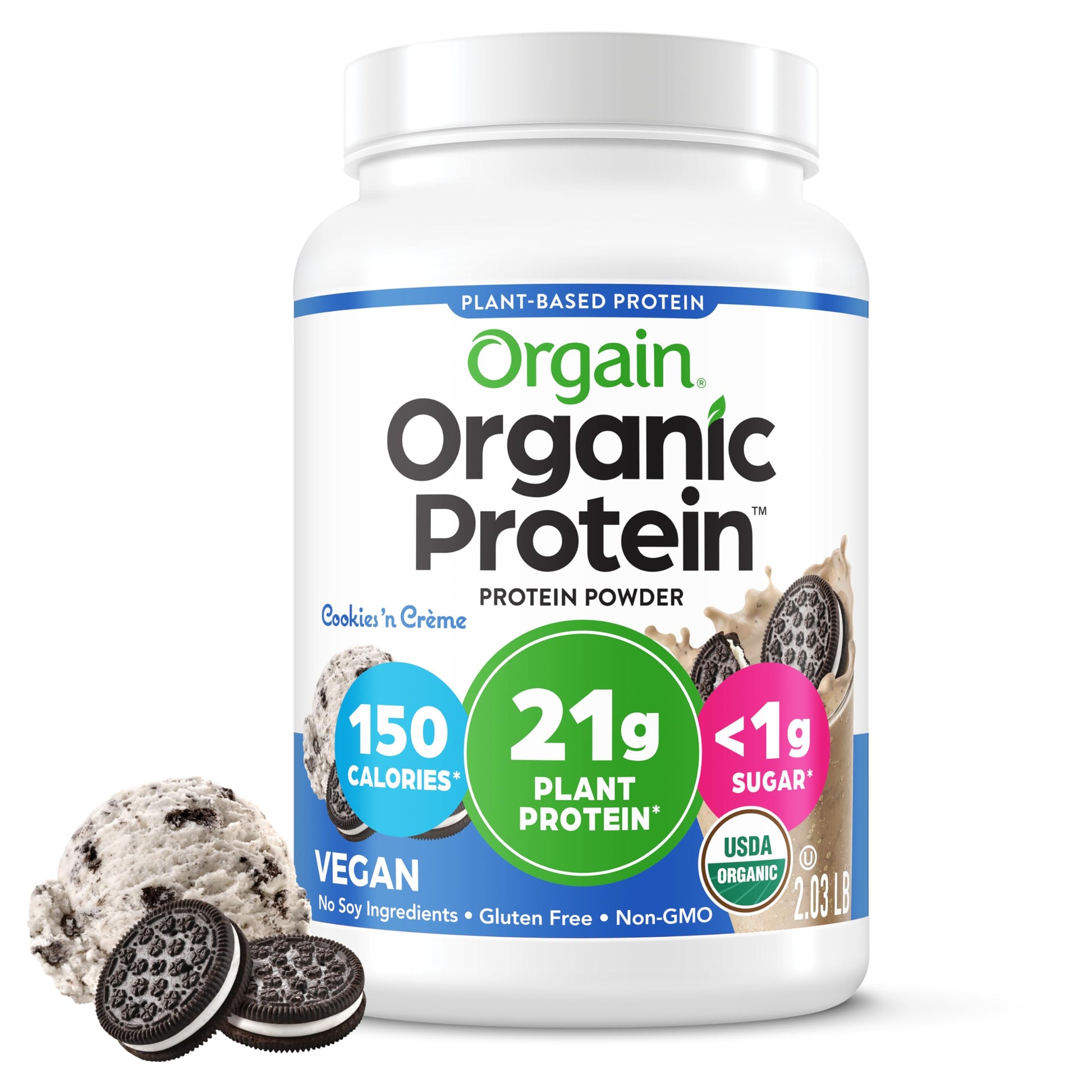 Orgain Organic Vegan 21g Protein Powder Cookies 'N Cream 32.4 Servings