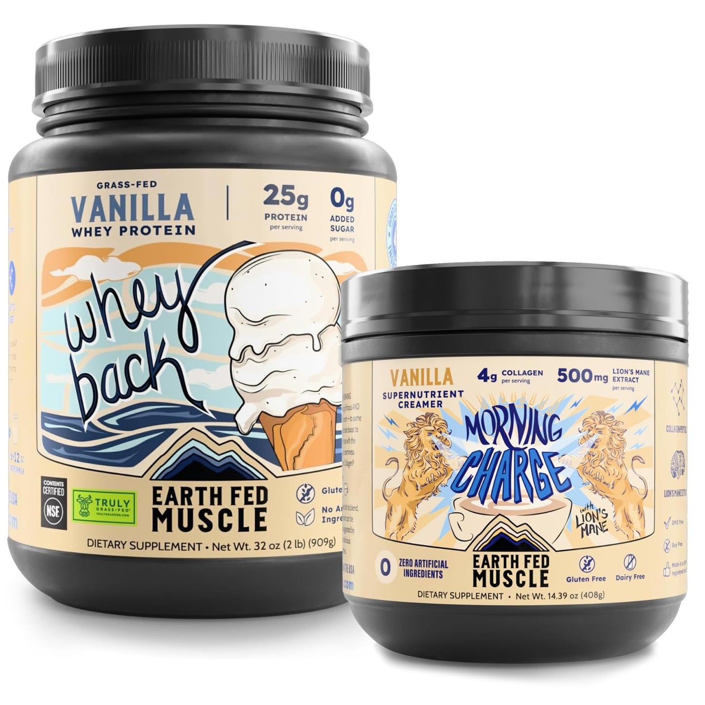 Earth Fed Muscle Vanilla Grass-Fed Whey Protein Powder