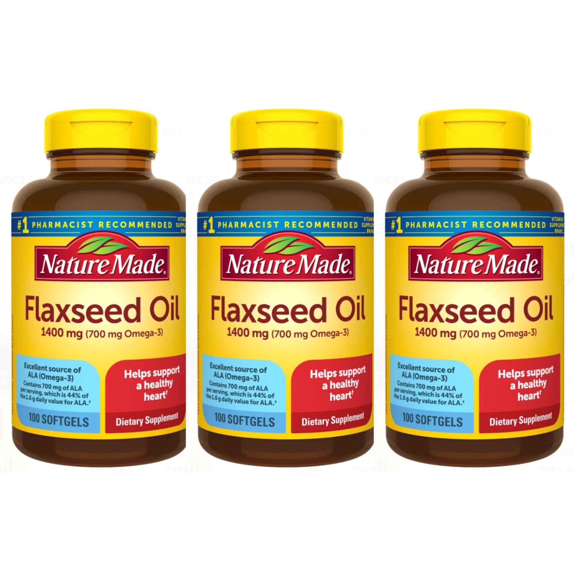 Nature Made Organic Flaxseed Oil 1400 mg 700 mg Omega-3 Softgels, 300 Count