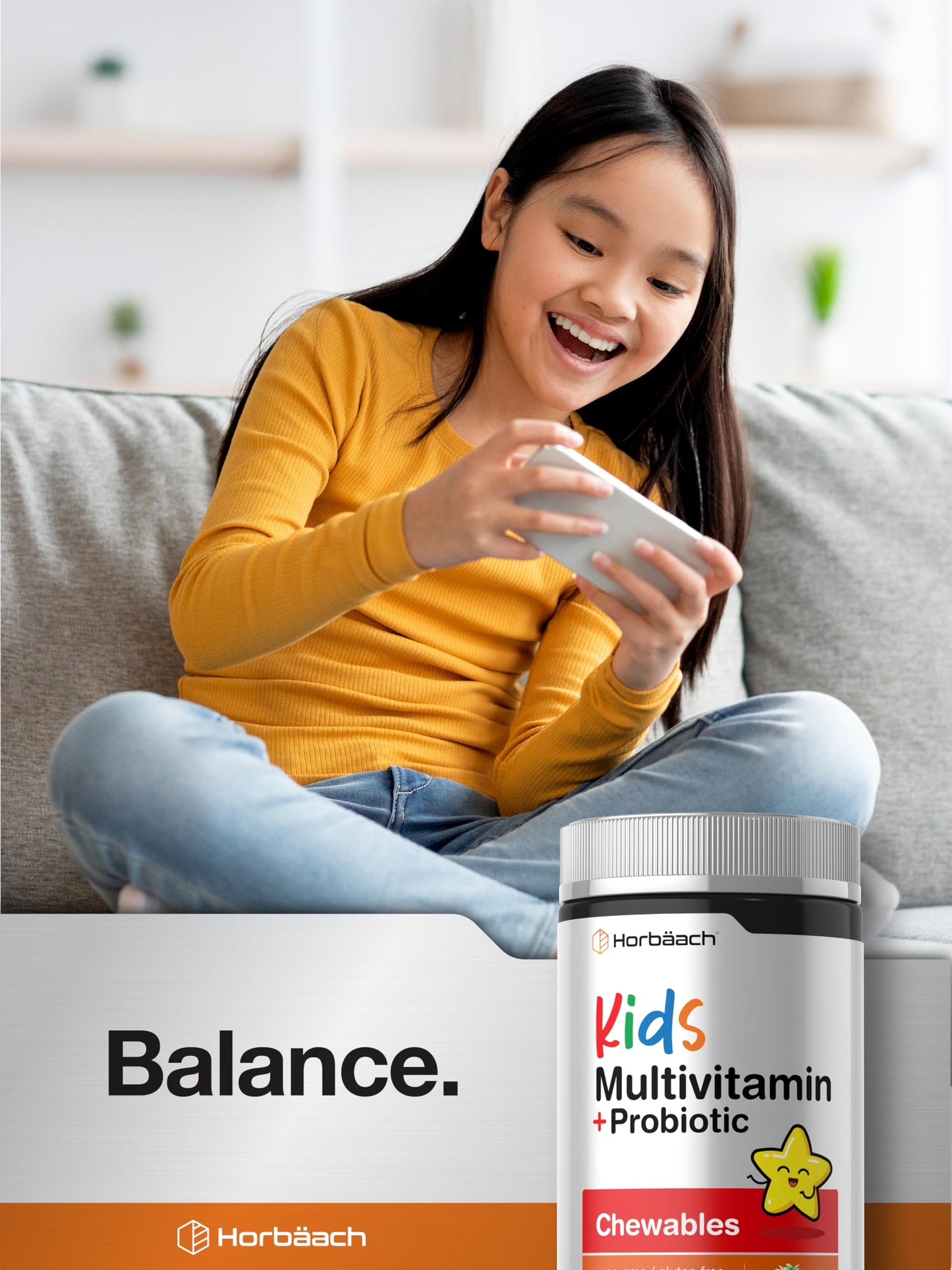 Horbäach Kids Multivitamin with Probiotics Chewable Tablets, 100 Count