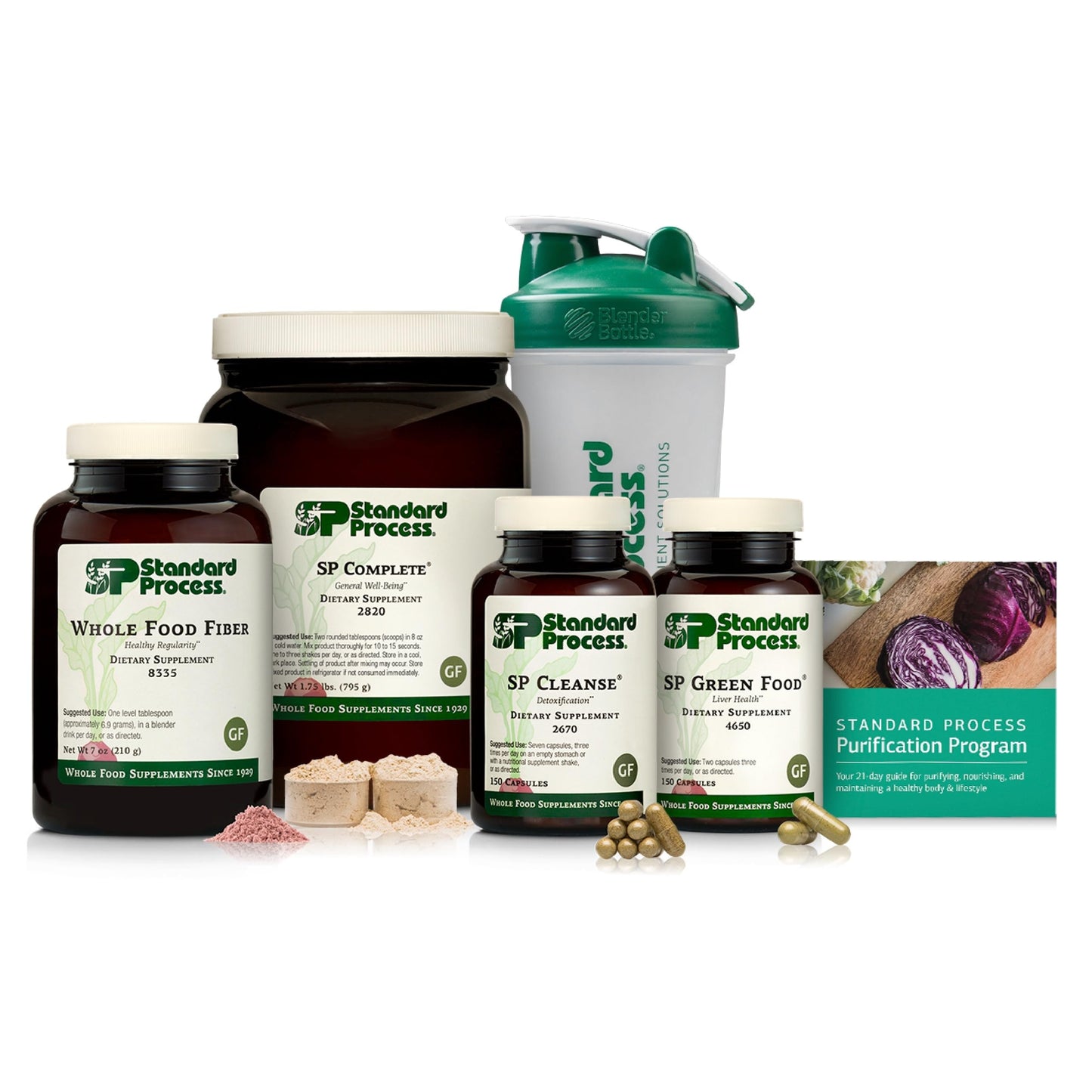 Standard Process Inc. Purification Product Kit with SP Complete and Whole Food Fiber Capsules, 7-Piece Set