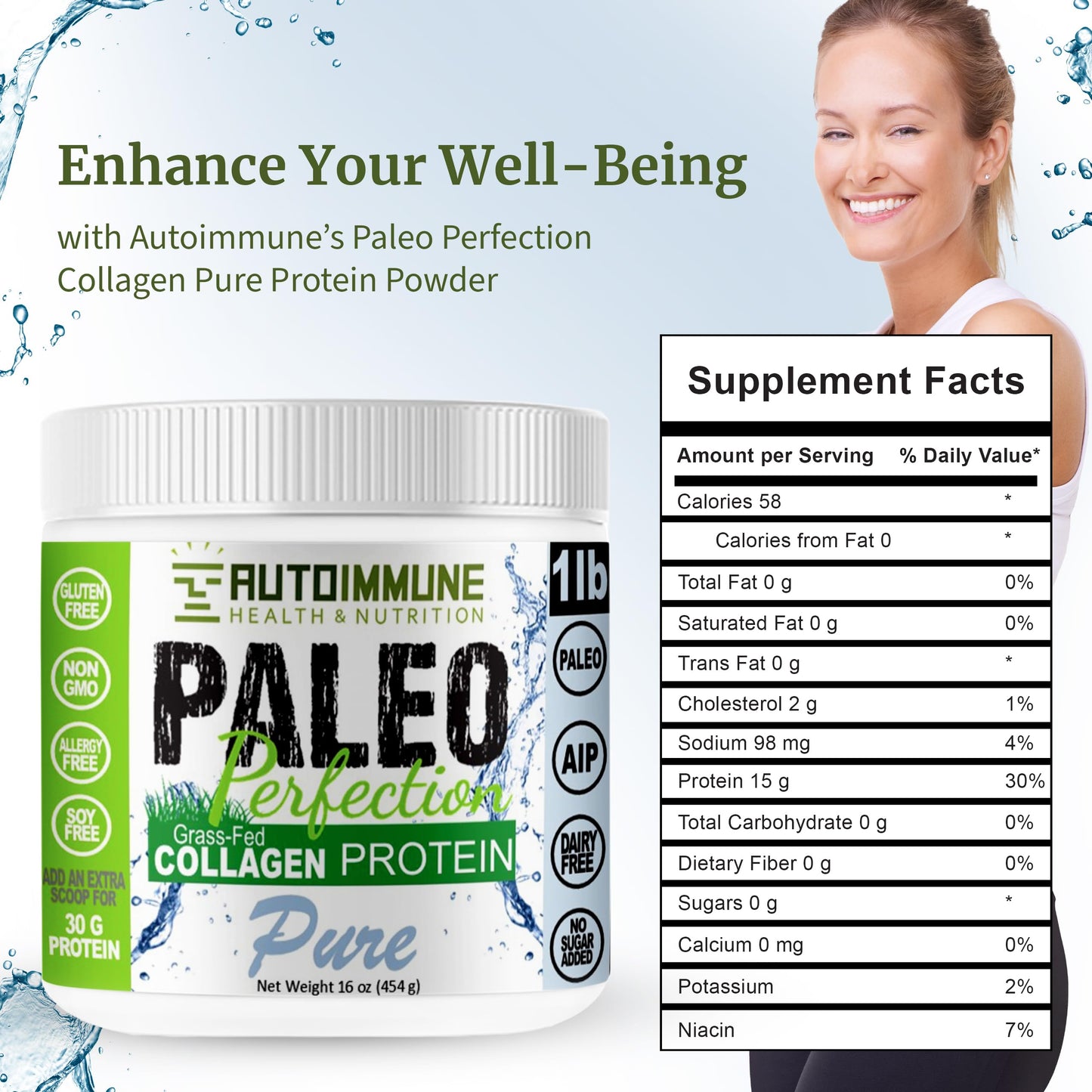 Autoimmune Health & Nutrition Collagen Protein Powder from Grass-Fed Beef, 10.5 oz
