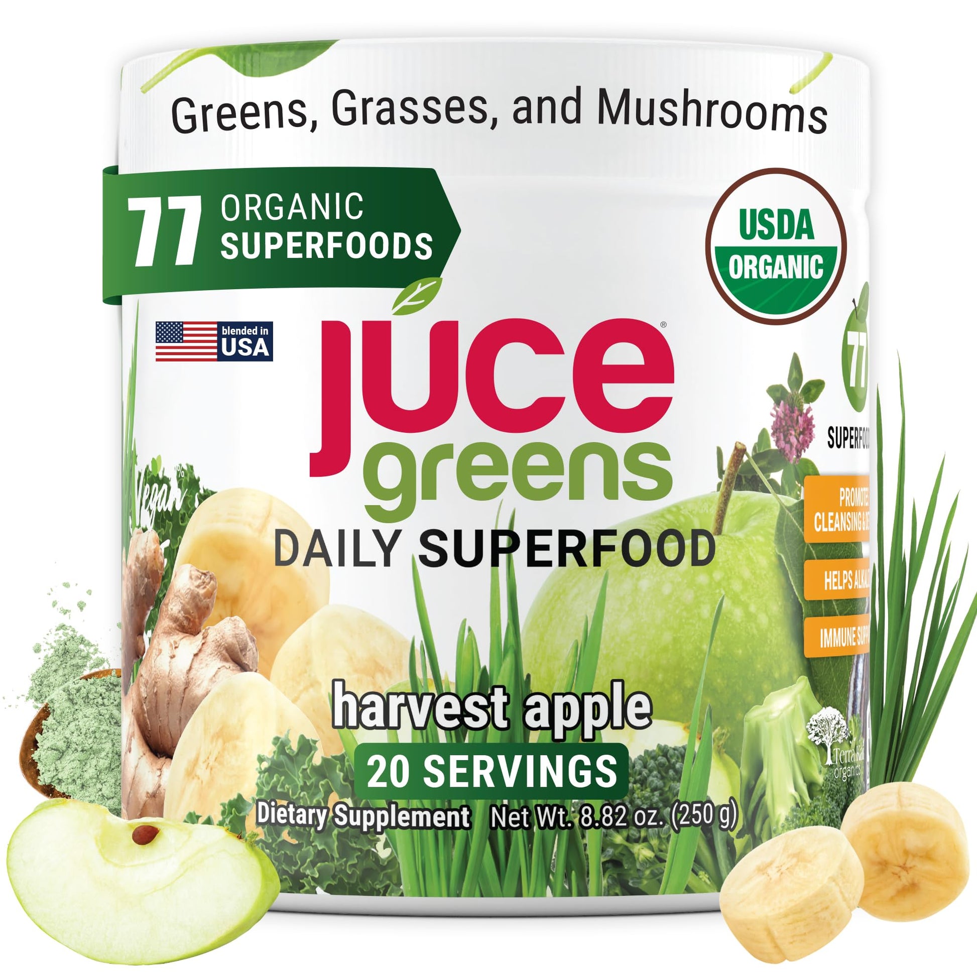 Terra Kai Organics Juce Greens Organic Superfood Powder, 8.82 Ounce