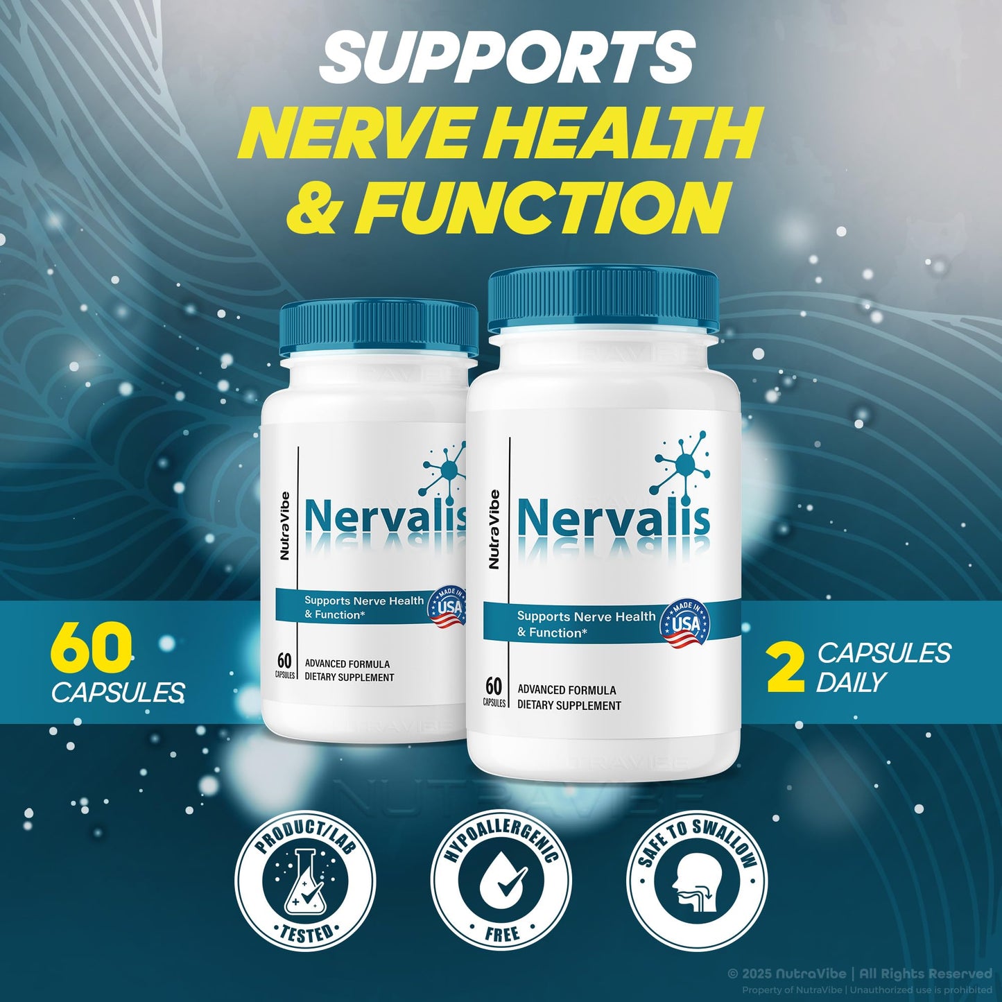 NutraVibe Nervalis Capsules – Advanced Formula with Natural Ingredients, Capsule, 120 Count