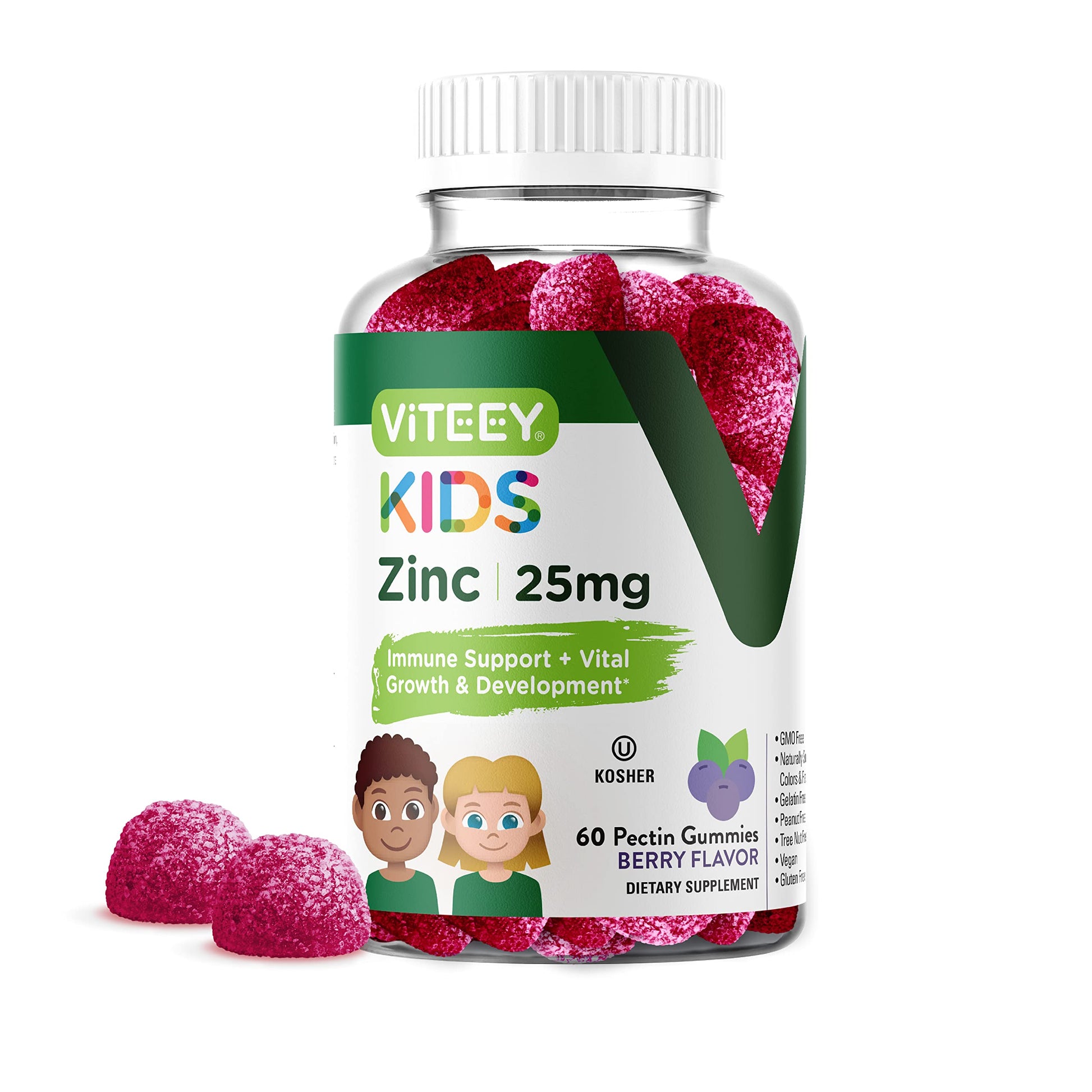 Viteey Zinc for Kids Gummies 25mg, 60 Count