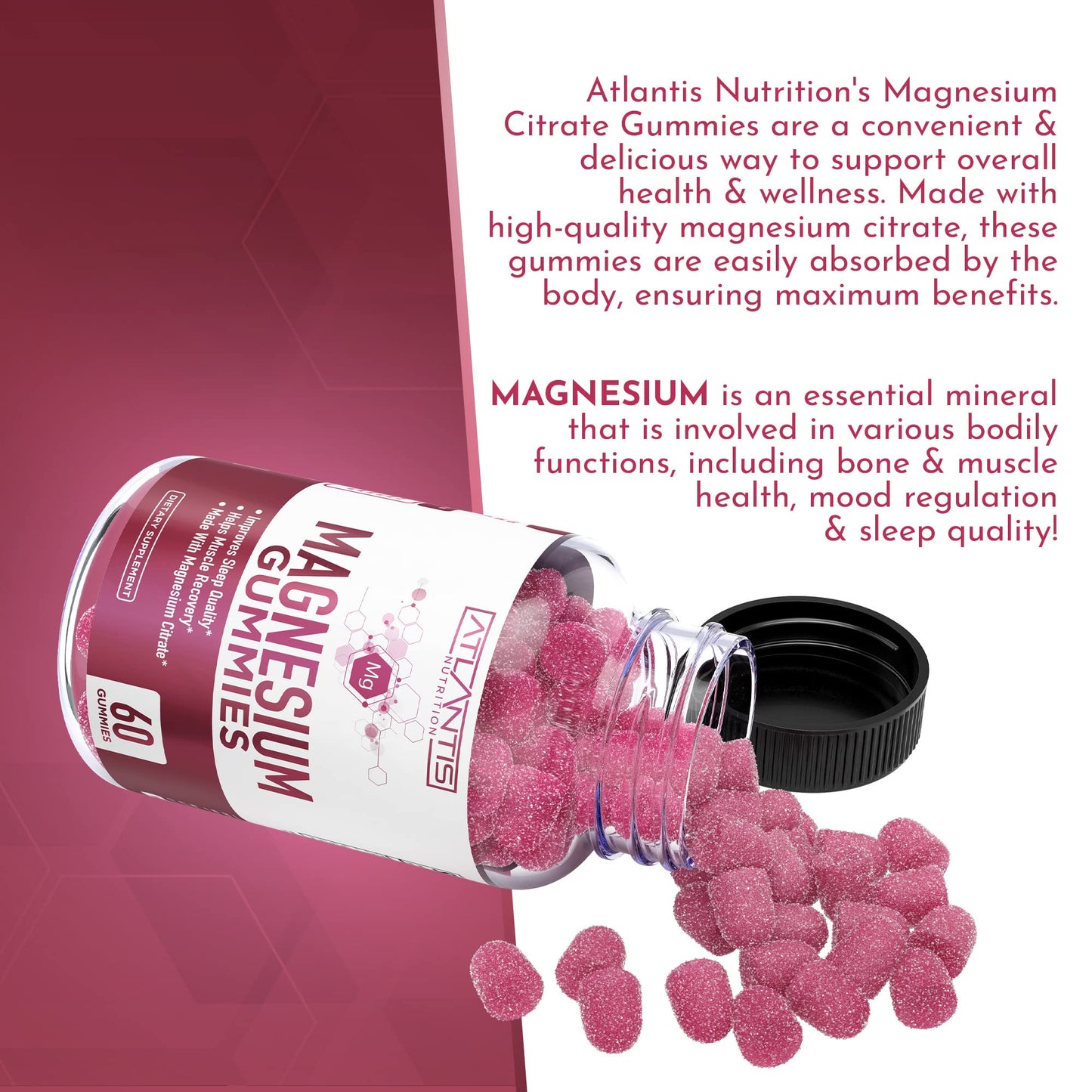 Atlantis Nutrition Magnesium Citrate Gummies 60 Gummies