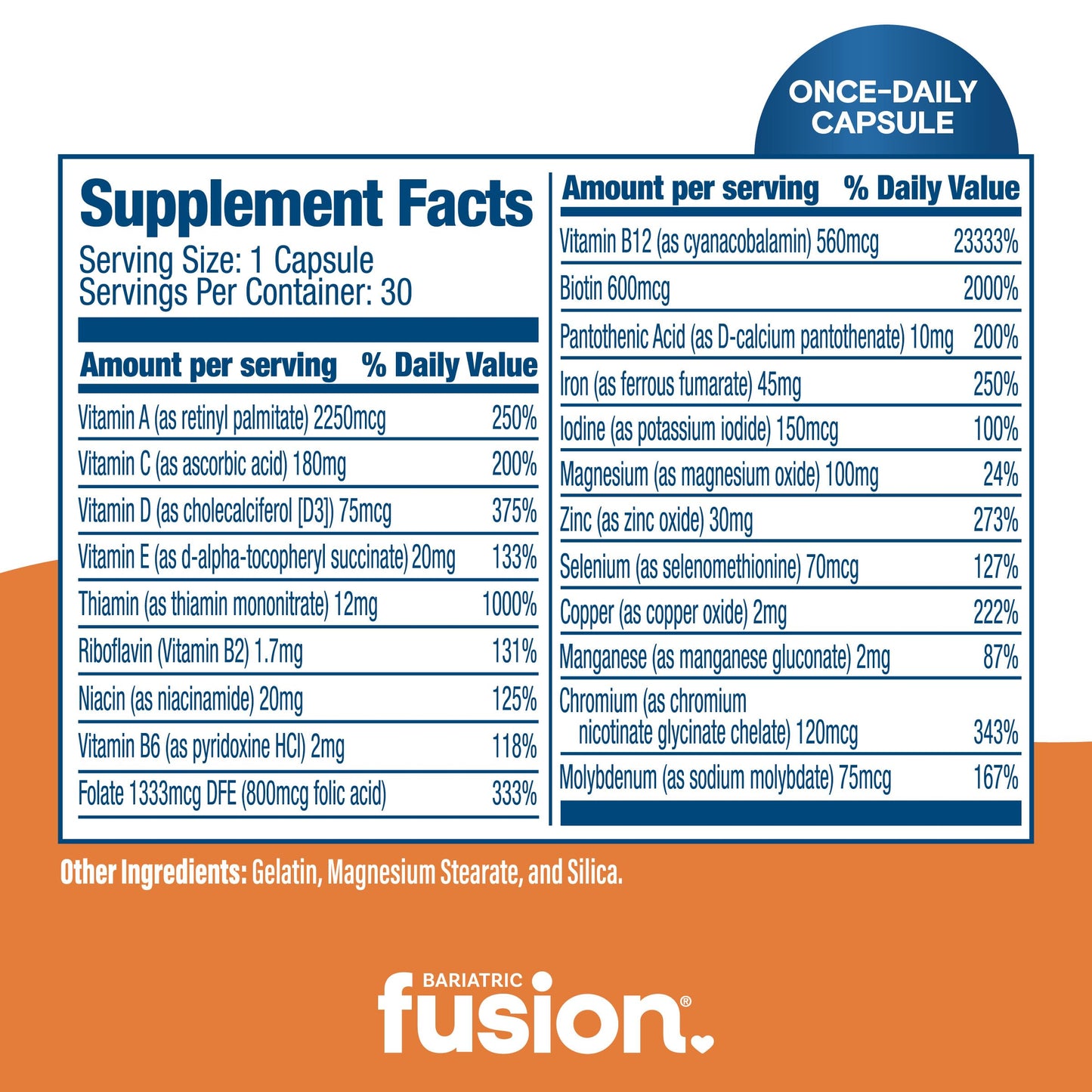 Bariatric Fusion Multivitamin with Iron for Women and Men Capsule 30 Count