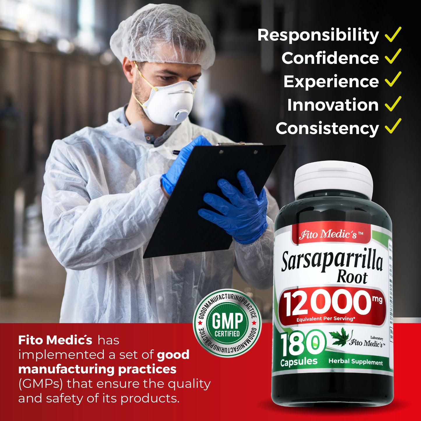 FITO MEDIC'S Sarsaparilla Root, 180 Capsules