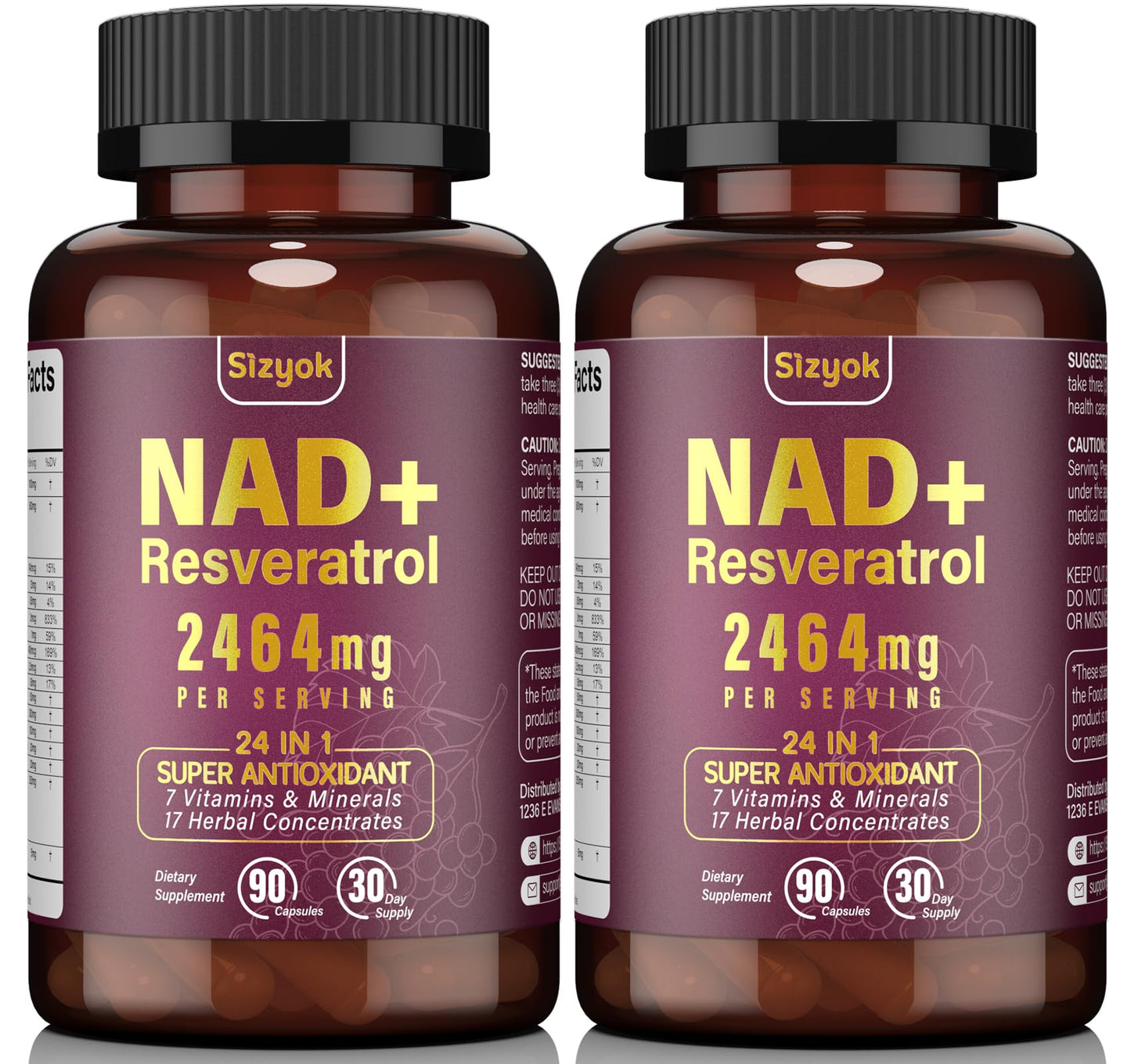 Sizyok NAD Resveratrol Liposomal NAD Supplement 2464mg, 180 Capsules