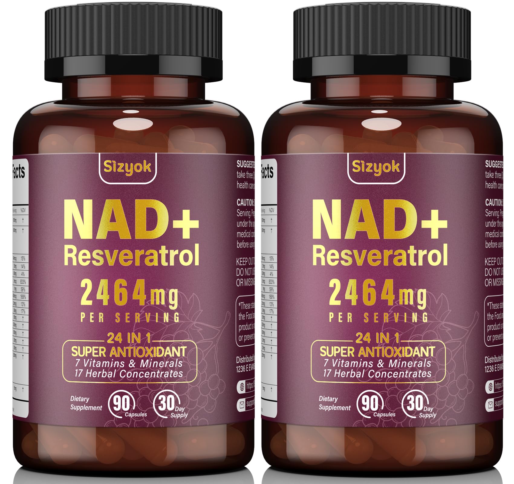 Sizyok NAD Resveratrol Liposomal NAD Supplement 2464mg, 180 Capsules