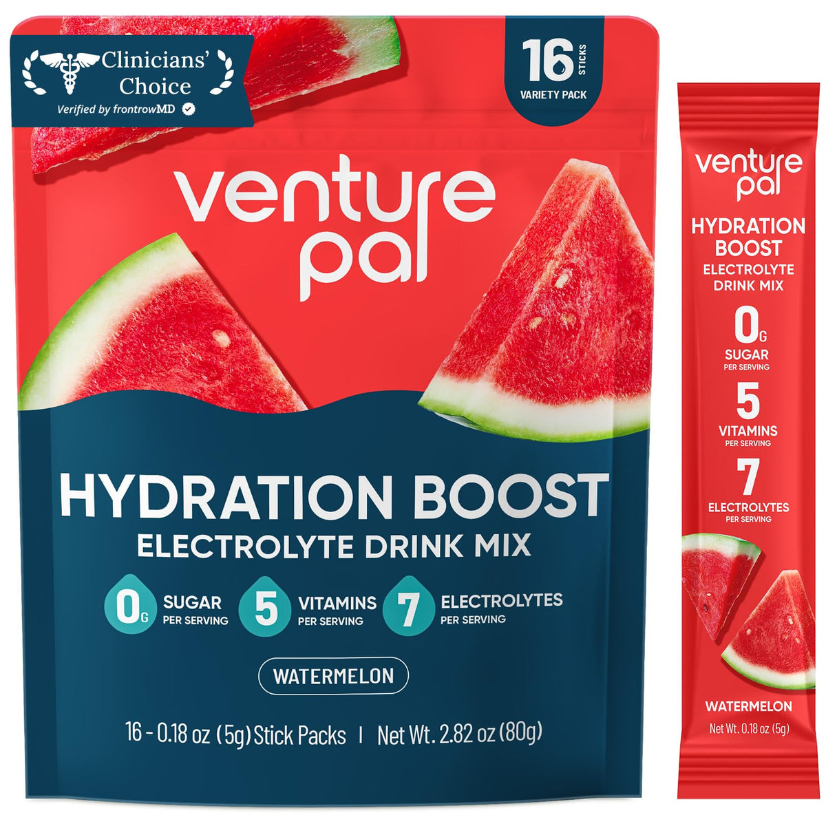 Venture Pal Sugar Free Electrolyte Powder Packets, Keto Friendly, 16 Sticks