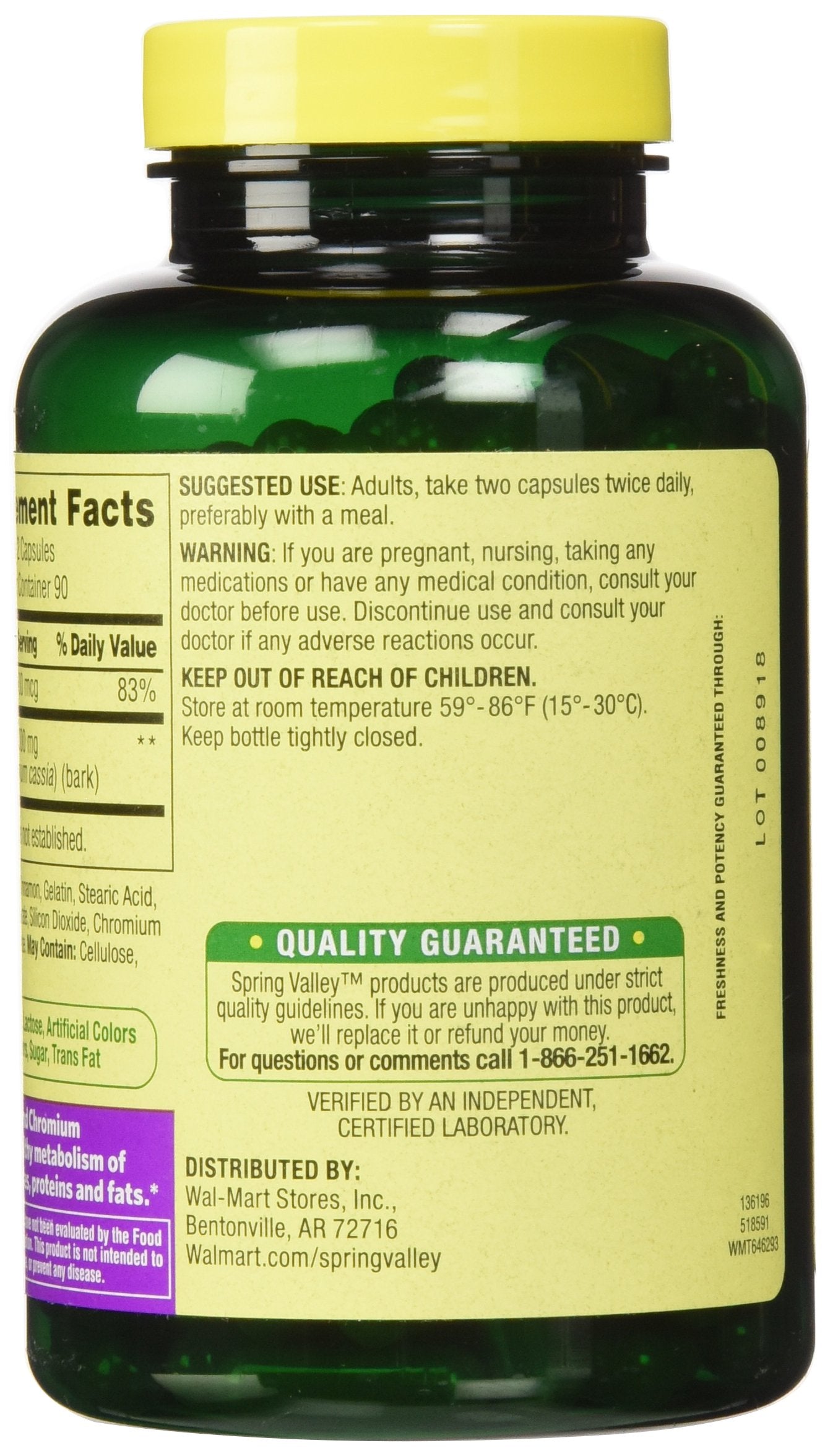 Spring Valley Cinnamon 500mg Plus Chromium Capsules, 360 Count