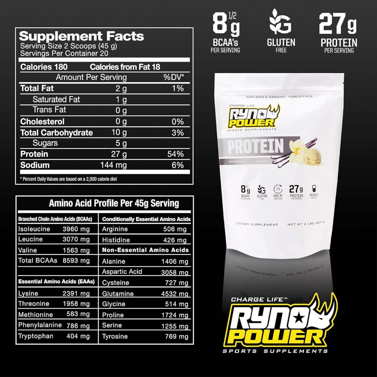 Ryno Power All Natural Whey Protein Powder 32
