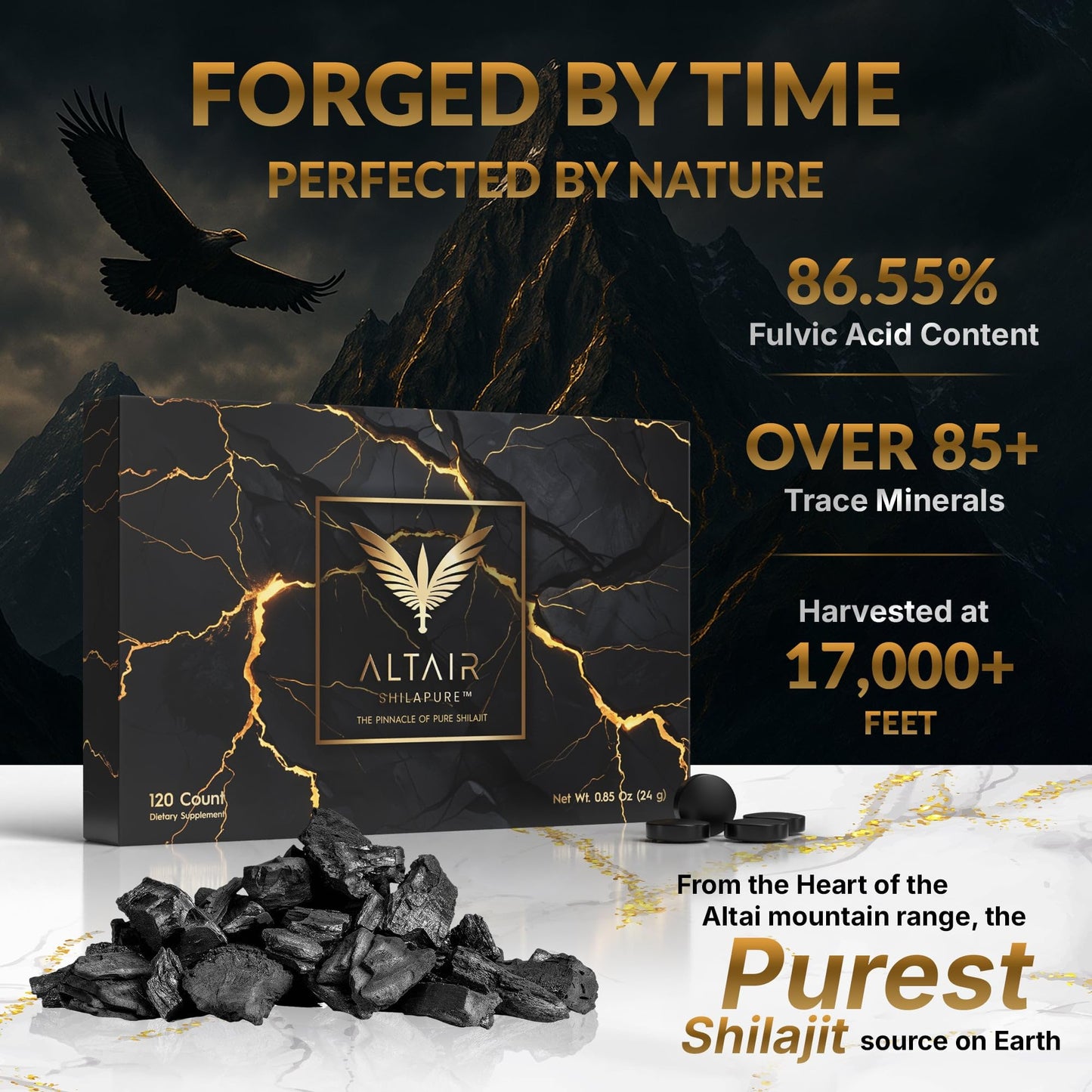 Altair Shilapure 100% Pure Shilajit Tablets, 120 Tablets