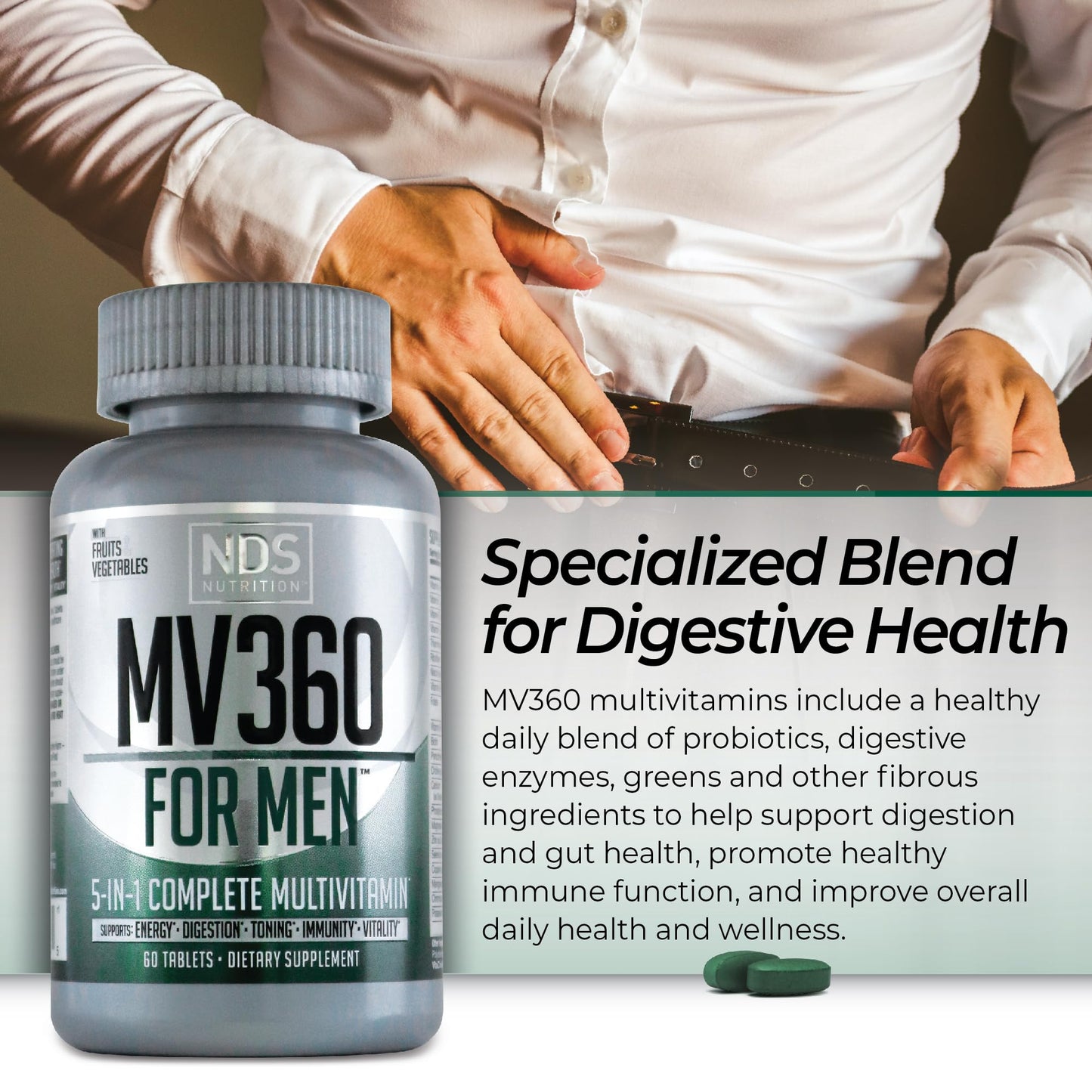 FitLife Brands Men's Nutrition MV360 5-in-1 Complete Multivitamin, 60 Tablets