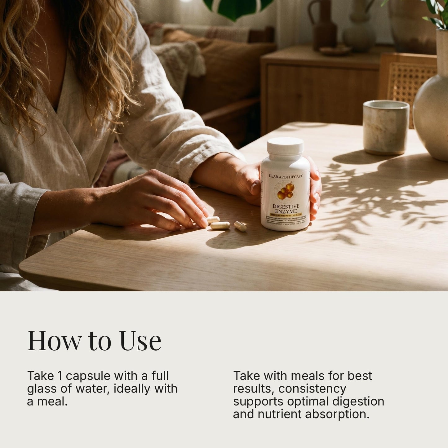 Dear Apothecary Digestive Enzyme 9 Enzyme Blend with Probiotics Capsules, 60 Count