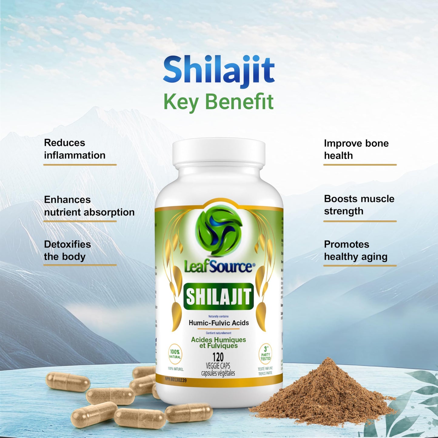LEAFSOURCE Shilajit with Humic & Fulvic Acid Capsules, 120 Count