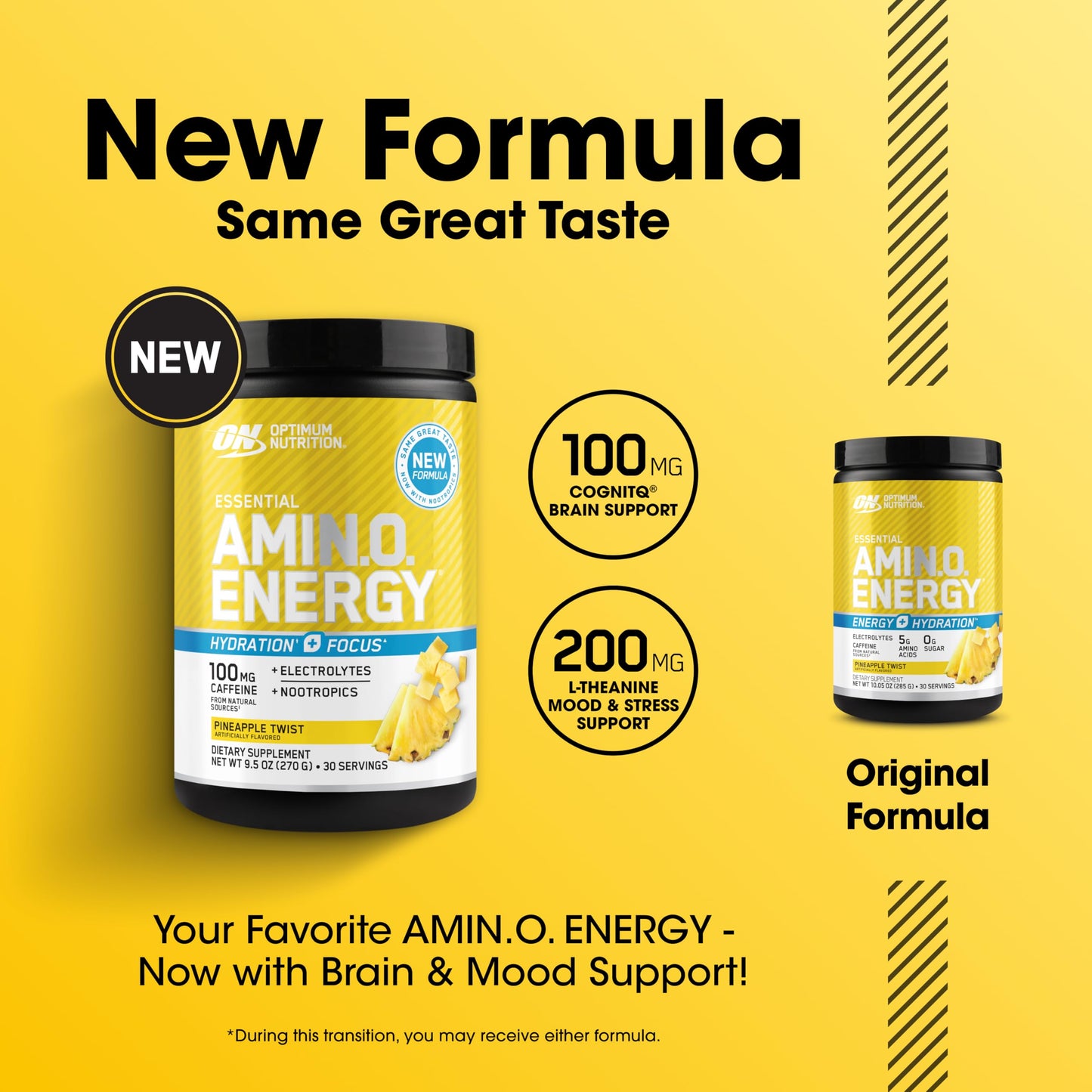 Optimum Nutrition Amino Energy Powder Plus Focus, 10.05 oz