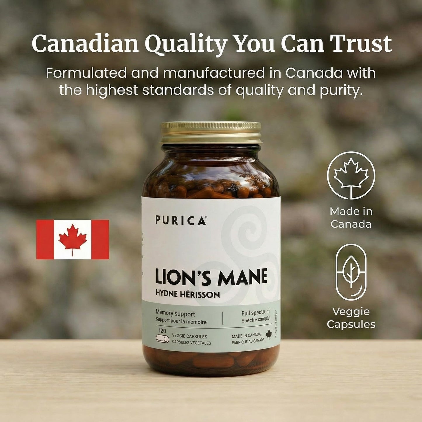 PURICA Lion's Mane Micronized Mushrooms Capsules 120