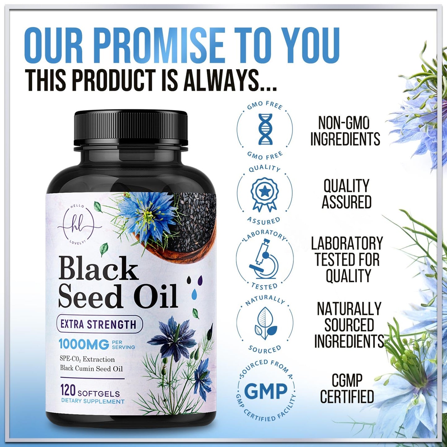 Hello Lovely! Black Cumin Seed Oil Softgels, 120 Count