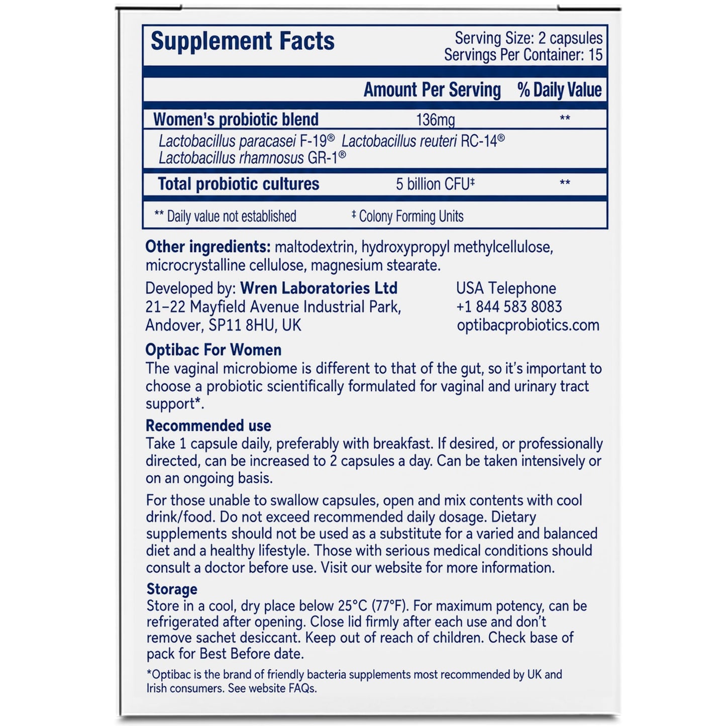 Optibac Probiotics for Women Capsules, 180 Count