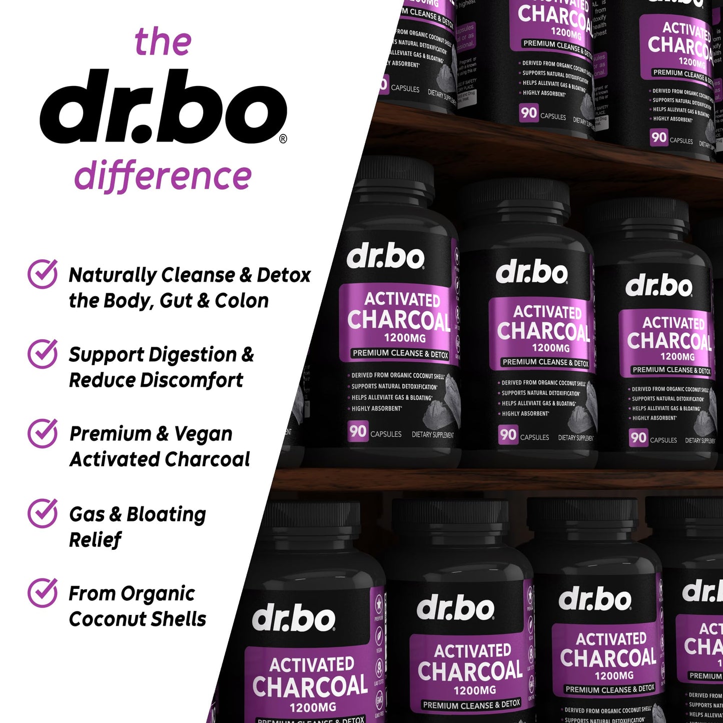 DR. BO Activated Charcoal Capsules 90 Count